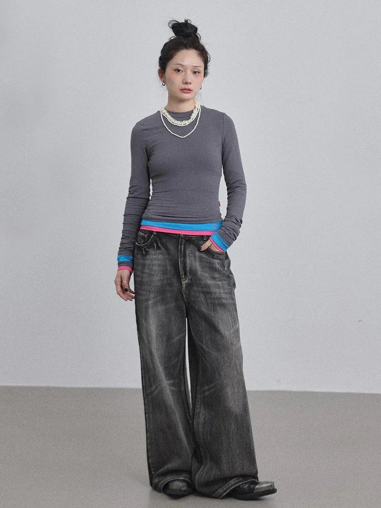 Double Hem Color Block Tee