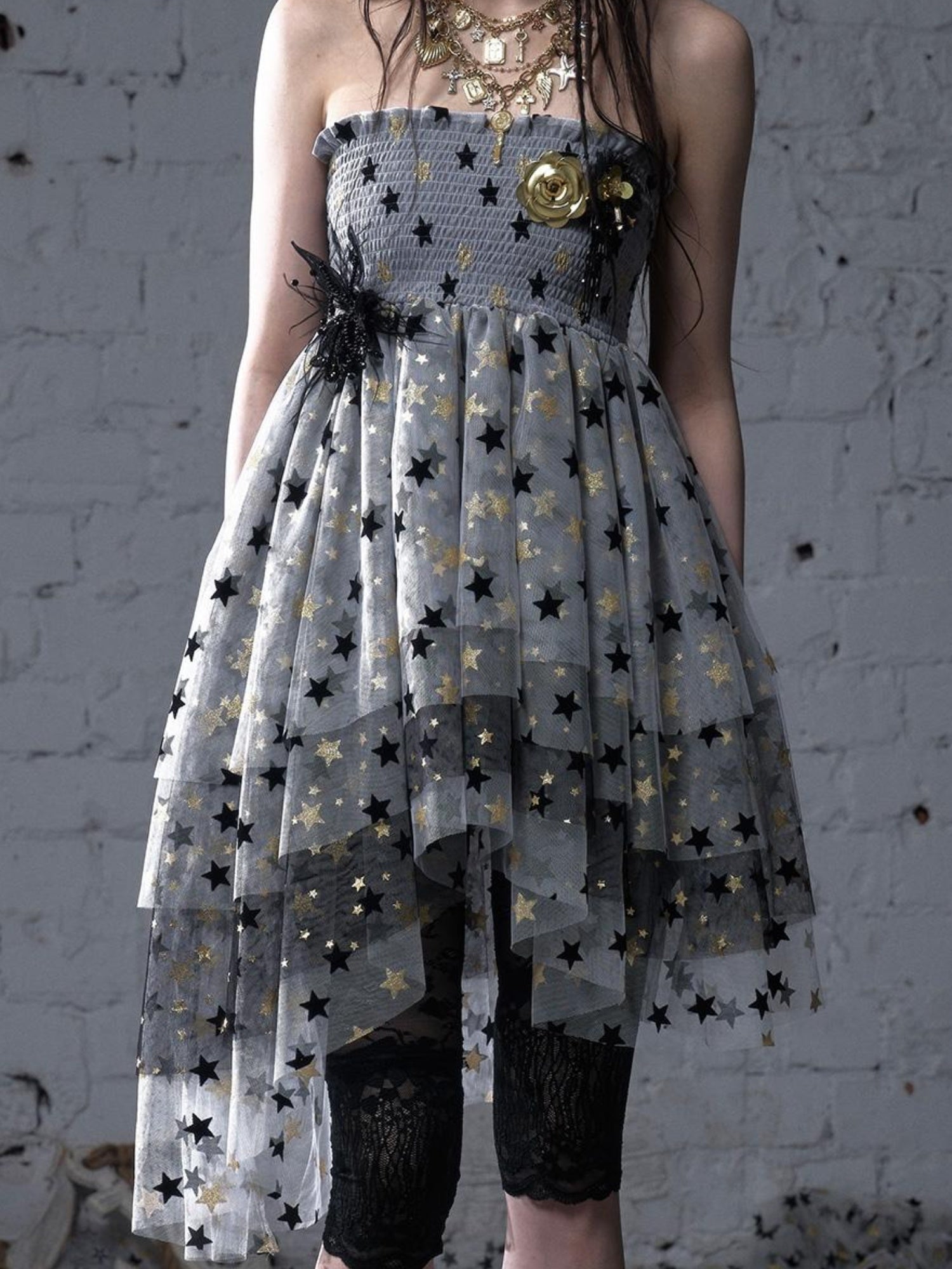 NO ROMANCE Dreamy Ballet Star Mesh Two-Way Bustier Skirt Dresses