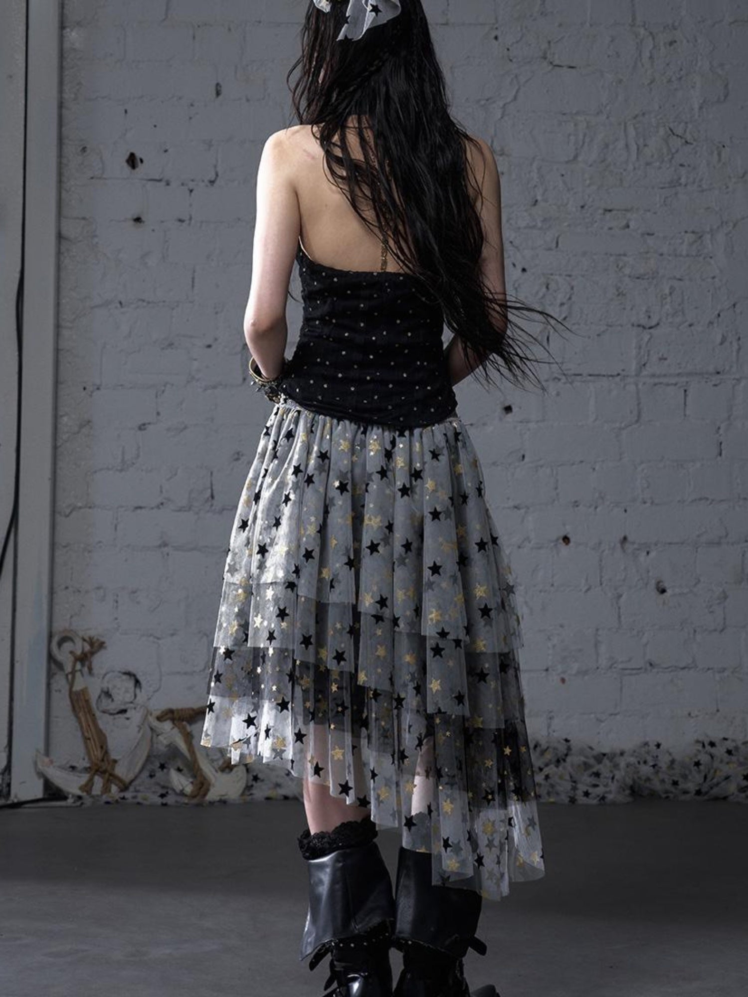NO ROMANCE Dreamy Ballet Star Mesh Two-Way Bustier Skirt Dresses