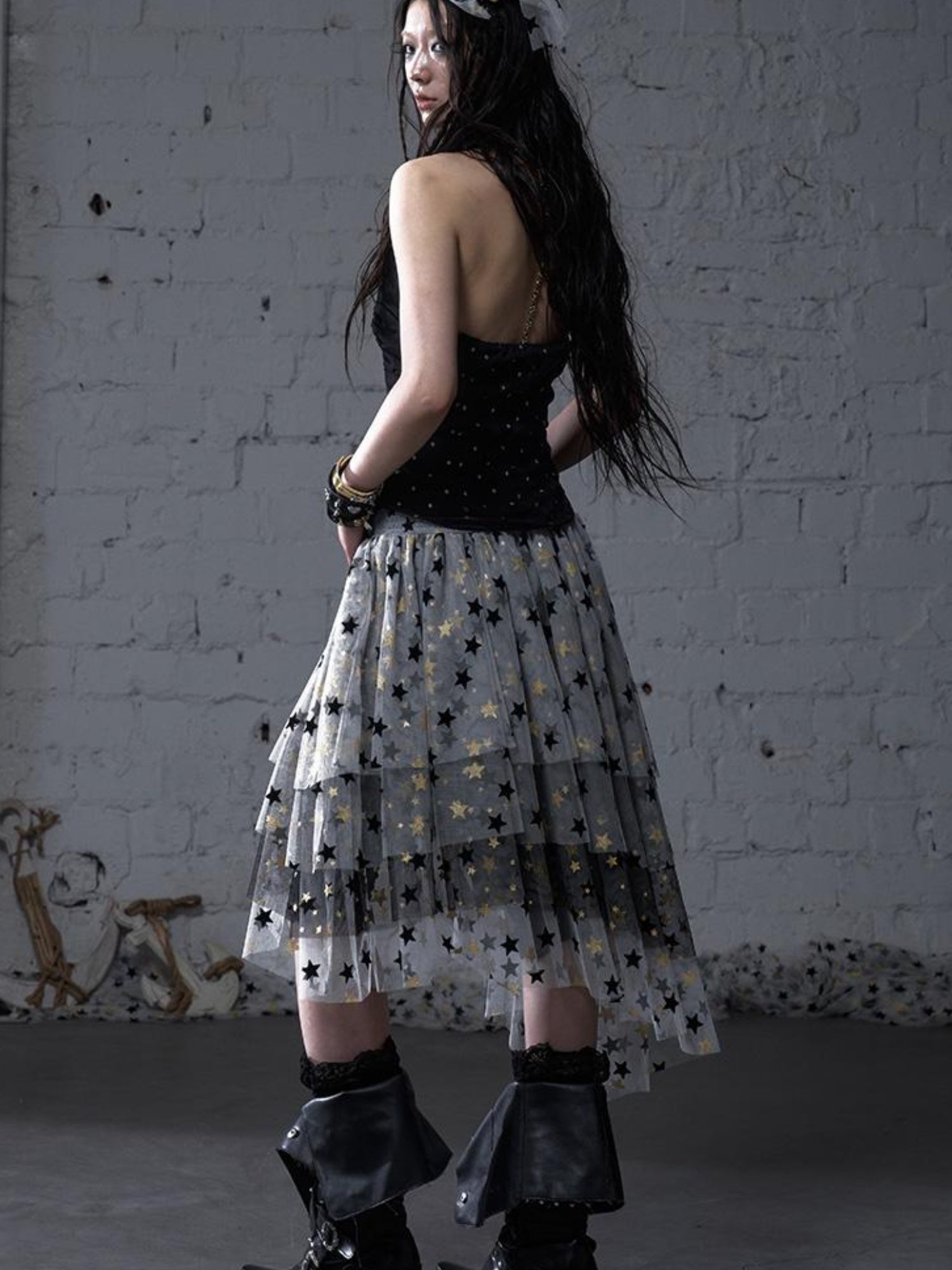 NO ROMANCE Dreamy Ballet Star Mesh Two-Way Bustier Skirt Dresses