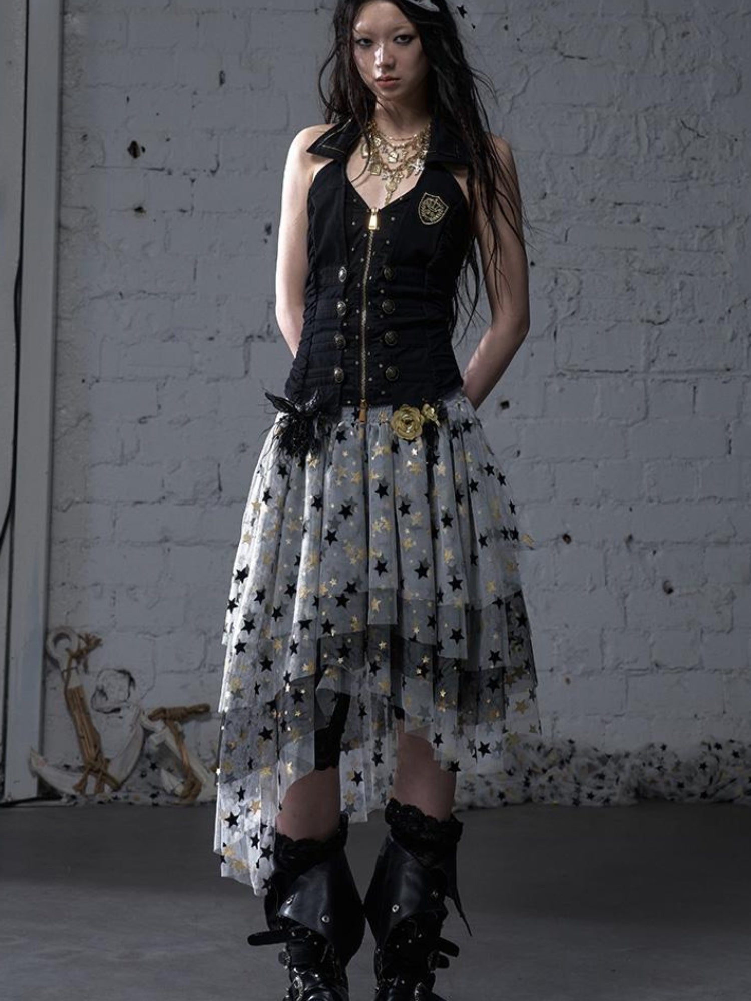 NO ROMANCE Dreamy Ballet Star Mesh Two-Way Bustier Skirt Dresses