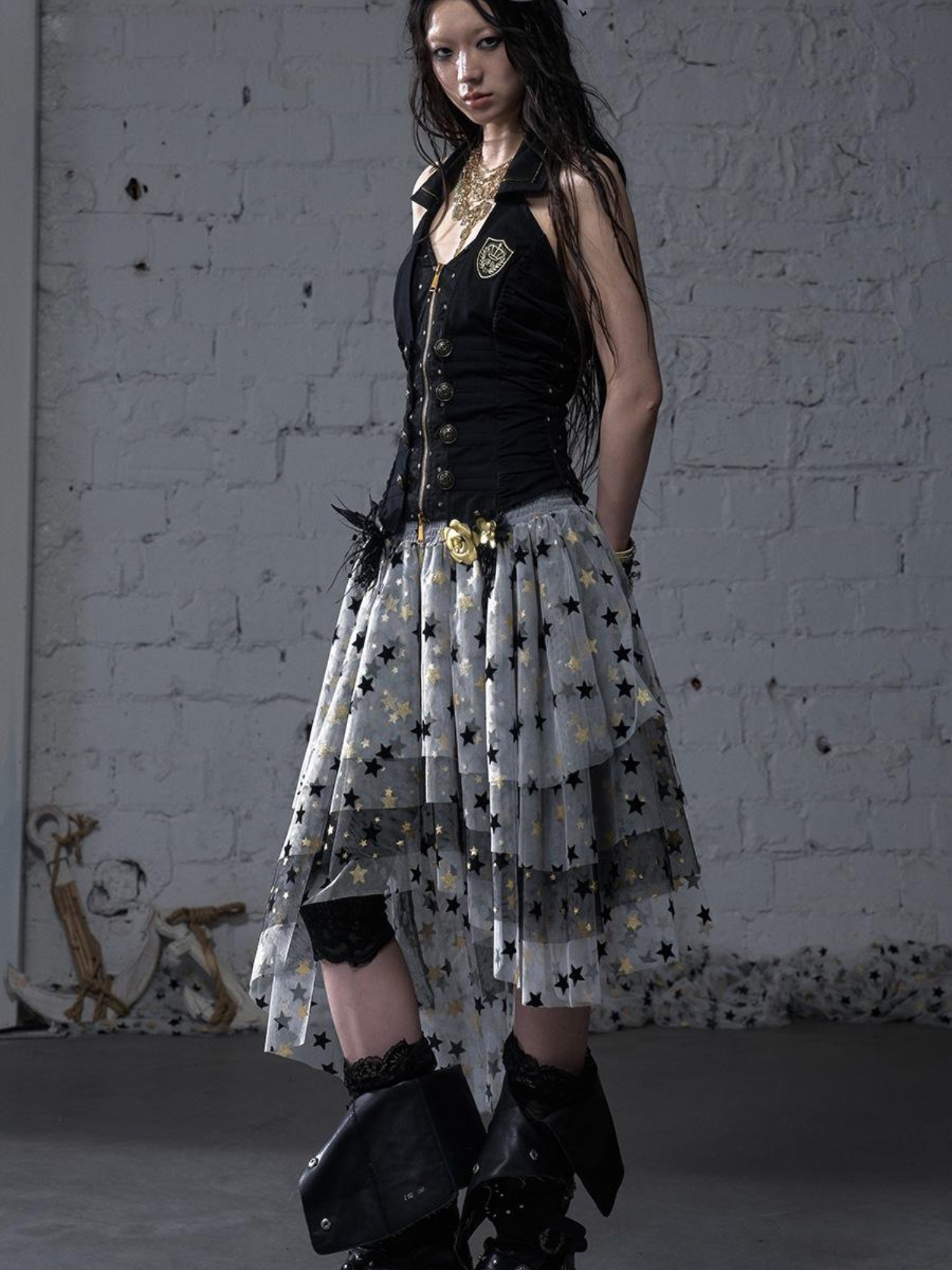NO ROMANCE Dreamy Ballet Star Mesh Two-Way Bustier Skirt Dresses