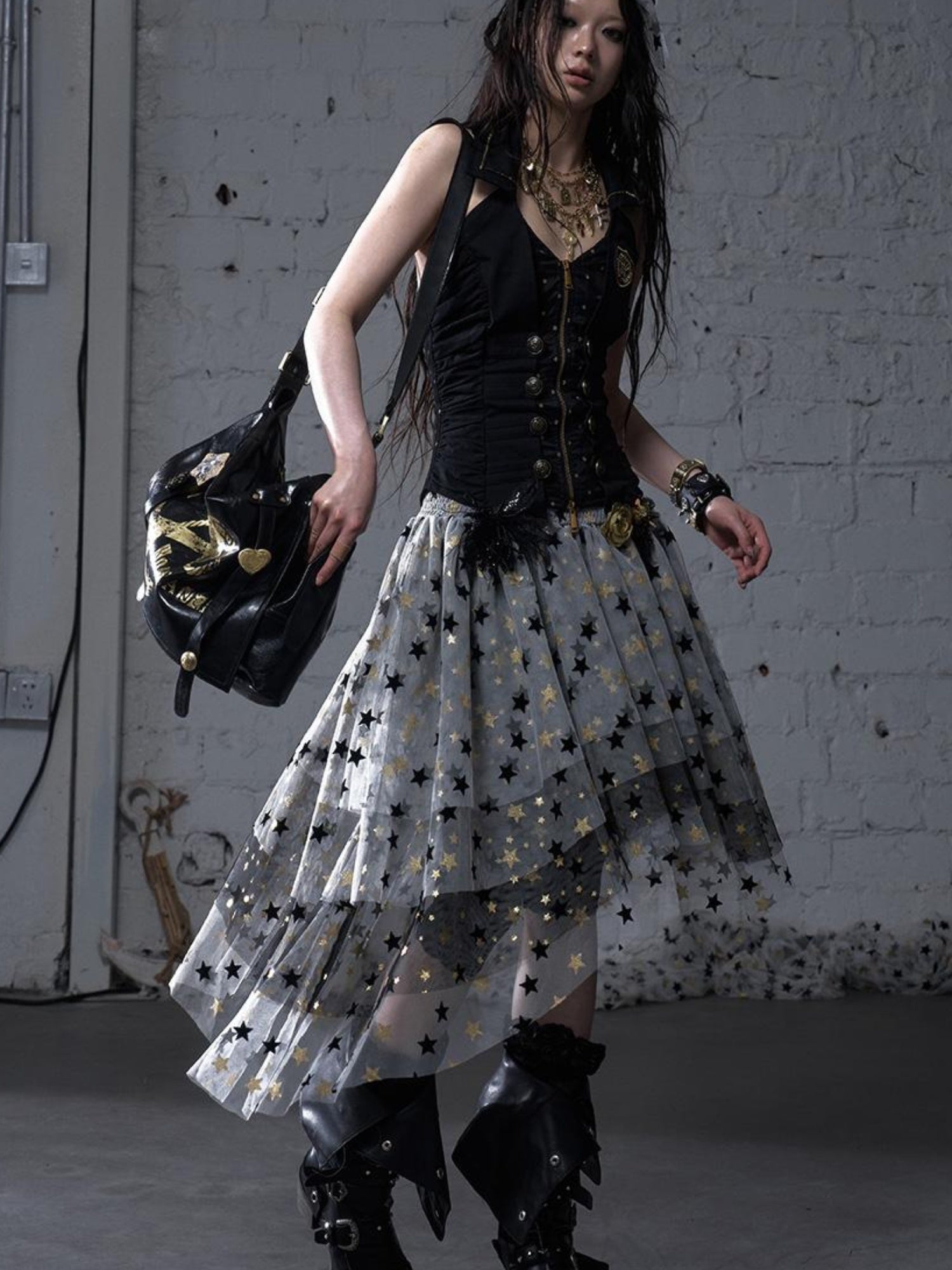 NO ROMANCE Dreamy Ballet Star Mesh Two-Way Bustier Skirt Dresses