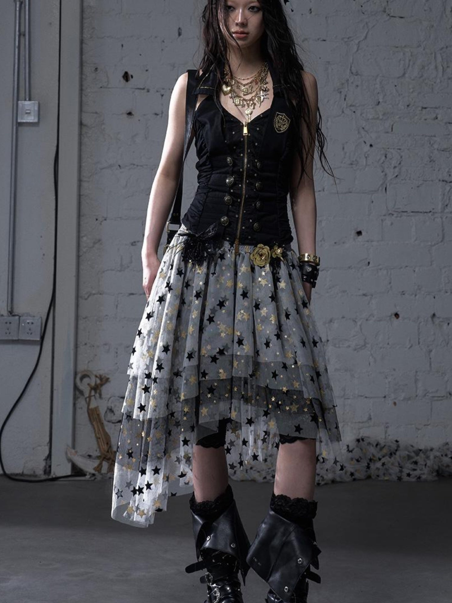 NO ROMANCE Dreamy Ballet Star Mesh Two-Way Bustier Skirt Dresses