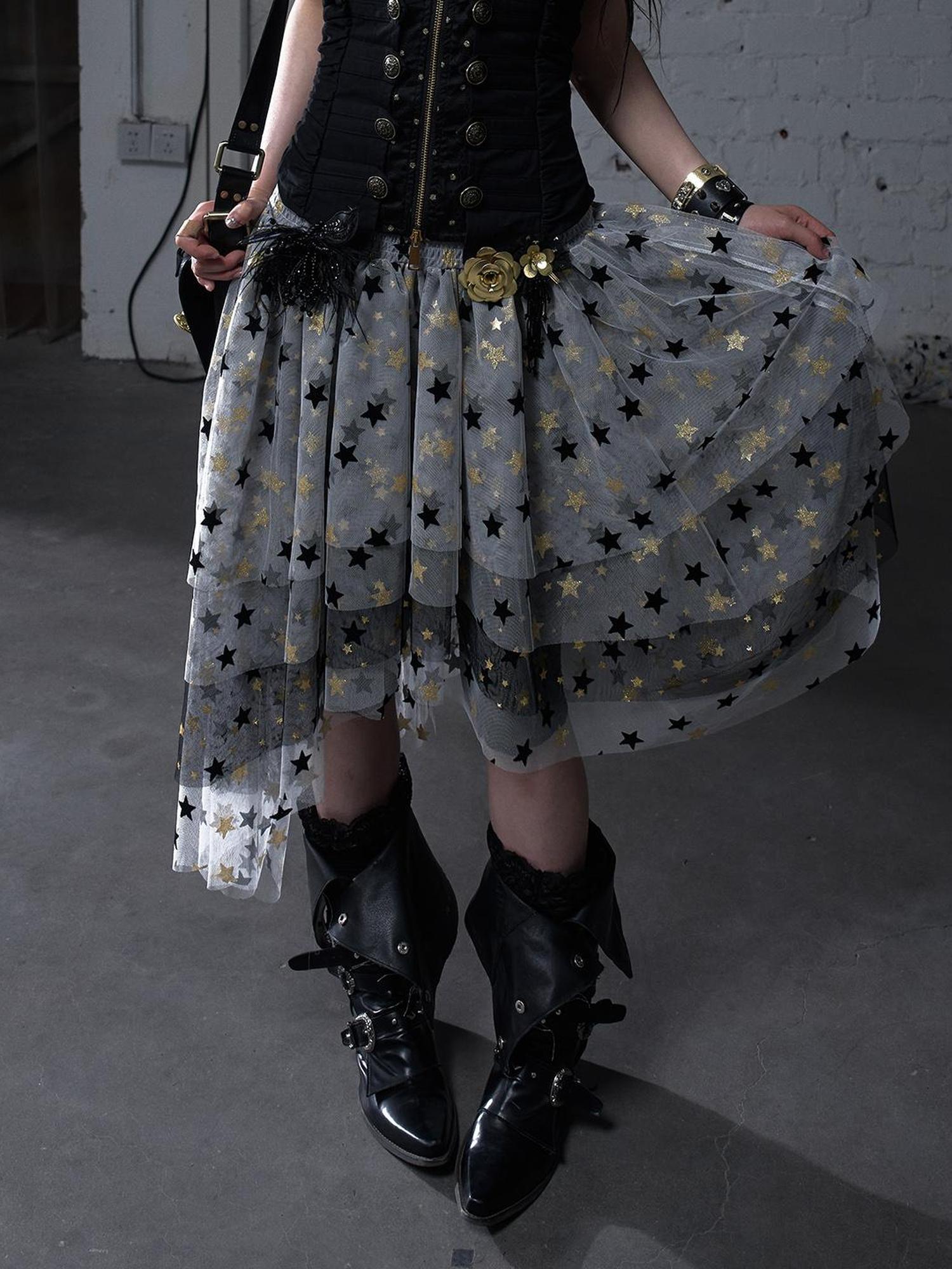 NO ROMANCE Dreamy Ballet Star Mesh Two-Way Bustier Skirt Dresses