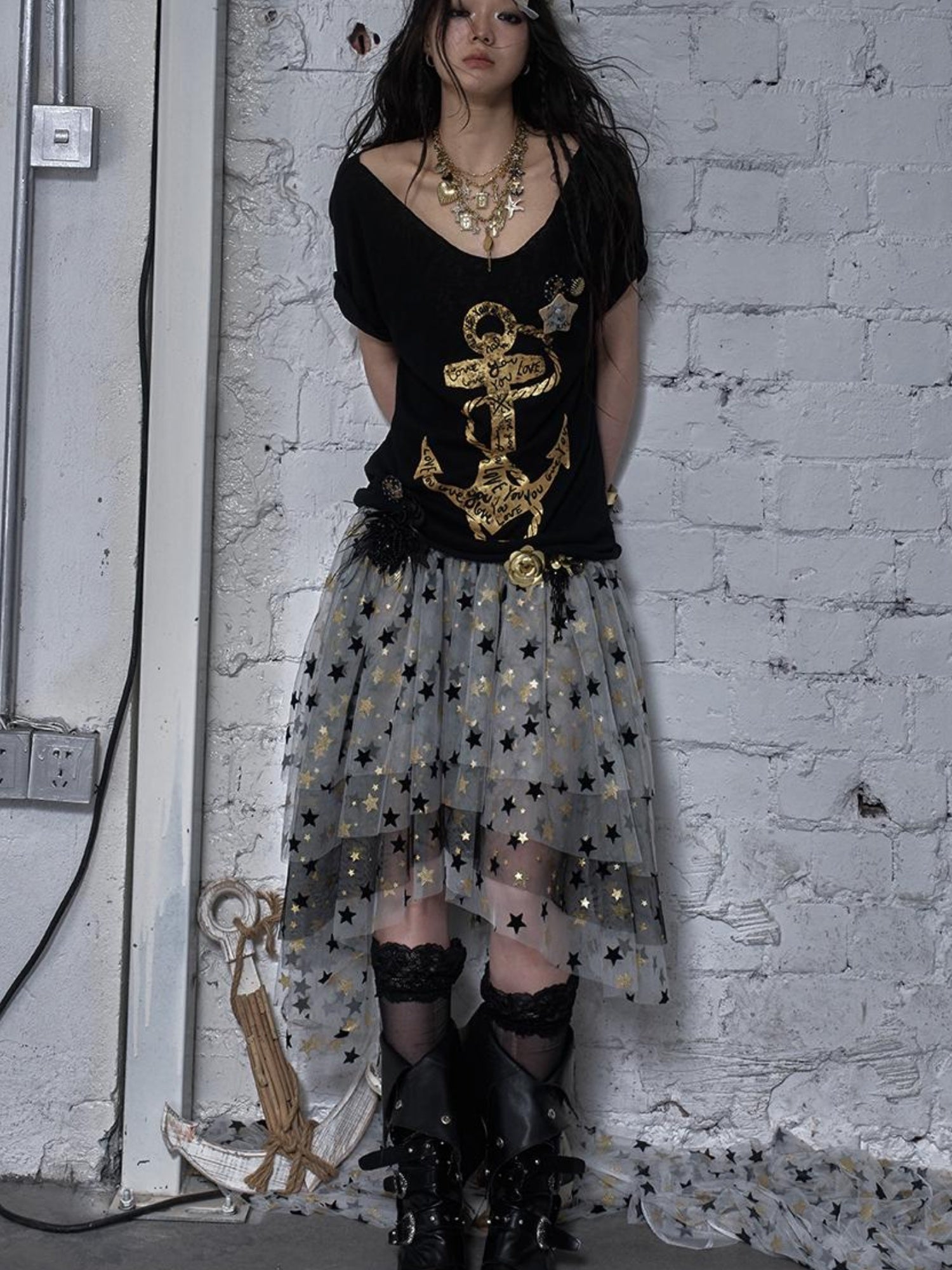 NO ROMANCE Dreamy Ballet Star Mesh Two-Way Bustier Skirt Dresses