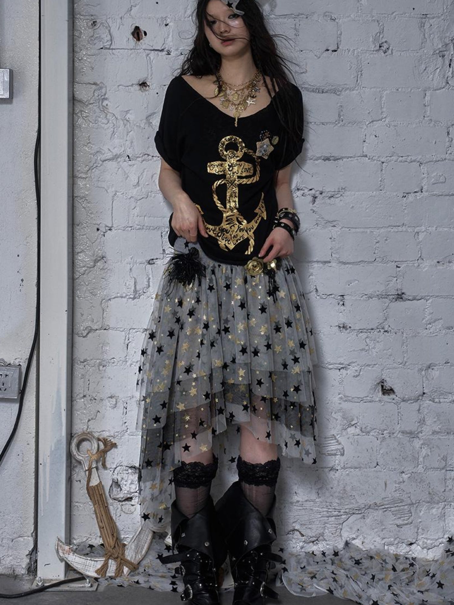 NO ROMANCE Dreamy Ballet Star Mesh Two-Way Bustier Skirt Dresses