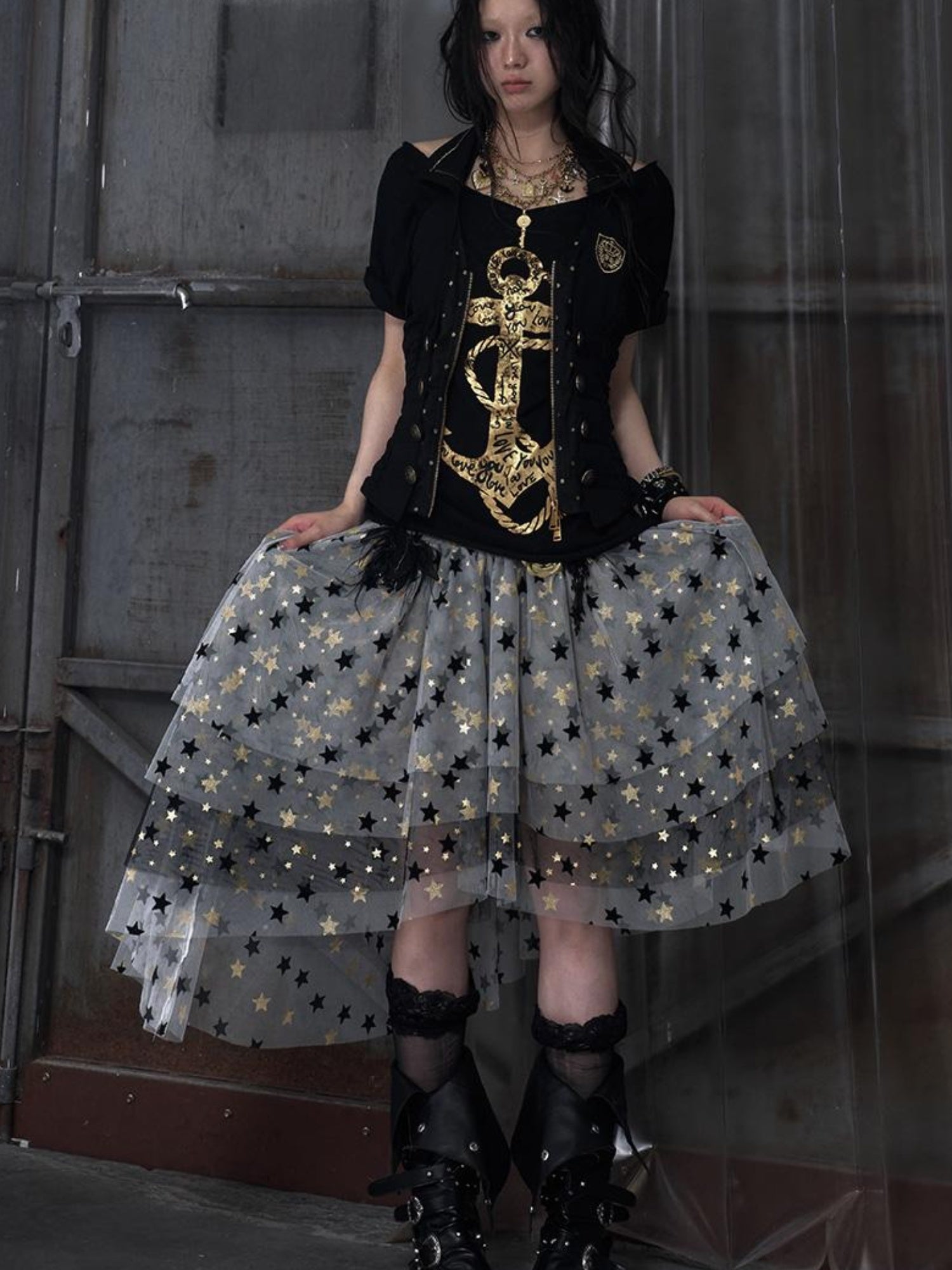 NO ROMANCE Dreamy Ballet Star Mesh Two-Way Bustier Skirt Dresses
