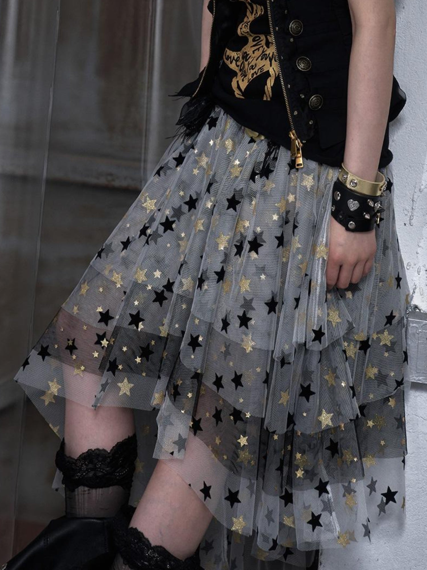 NO ROMANCE Dreamy Ballet Star Mesh Two-Way Bustier Skirt Dresses