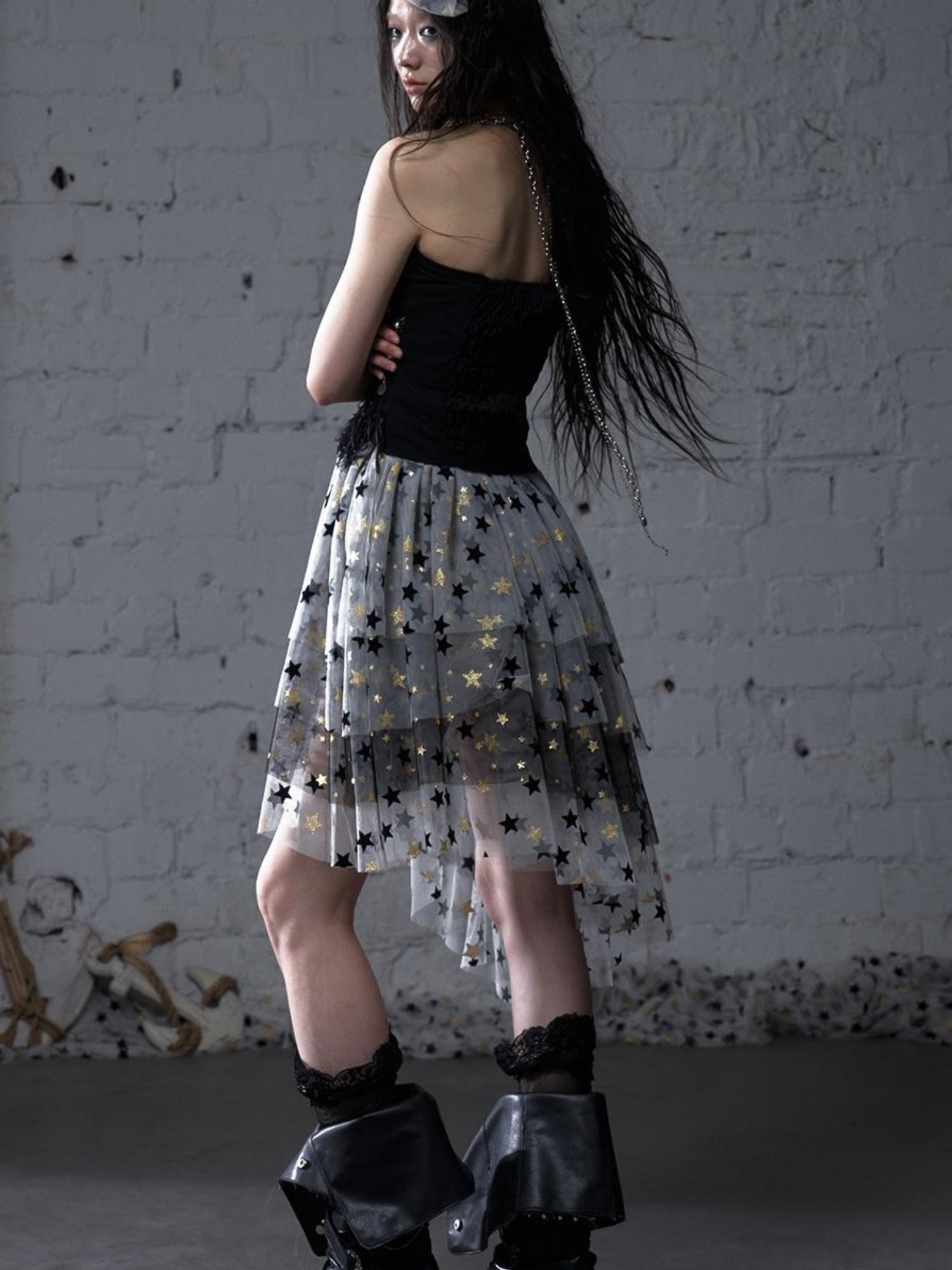NO ROMANCE Dreamy Ballet Star Mesh Two-Way Bustier Skirt Dresses