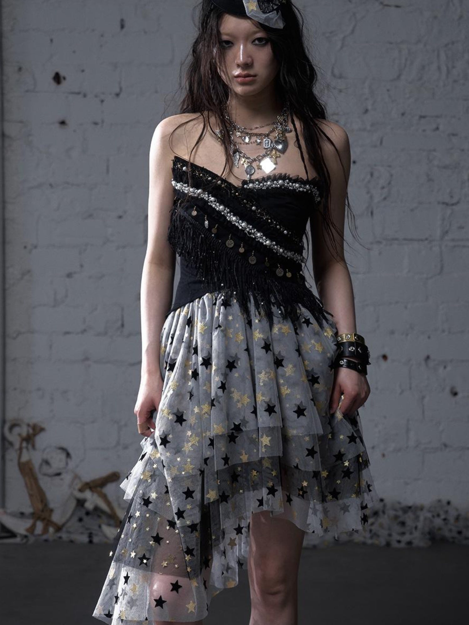 NO ROMANCE Dreamy Ballet Star Mesh Two-Way Bustier Skirt Dresses
