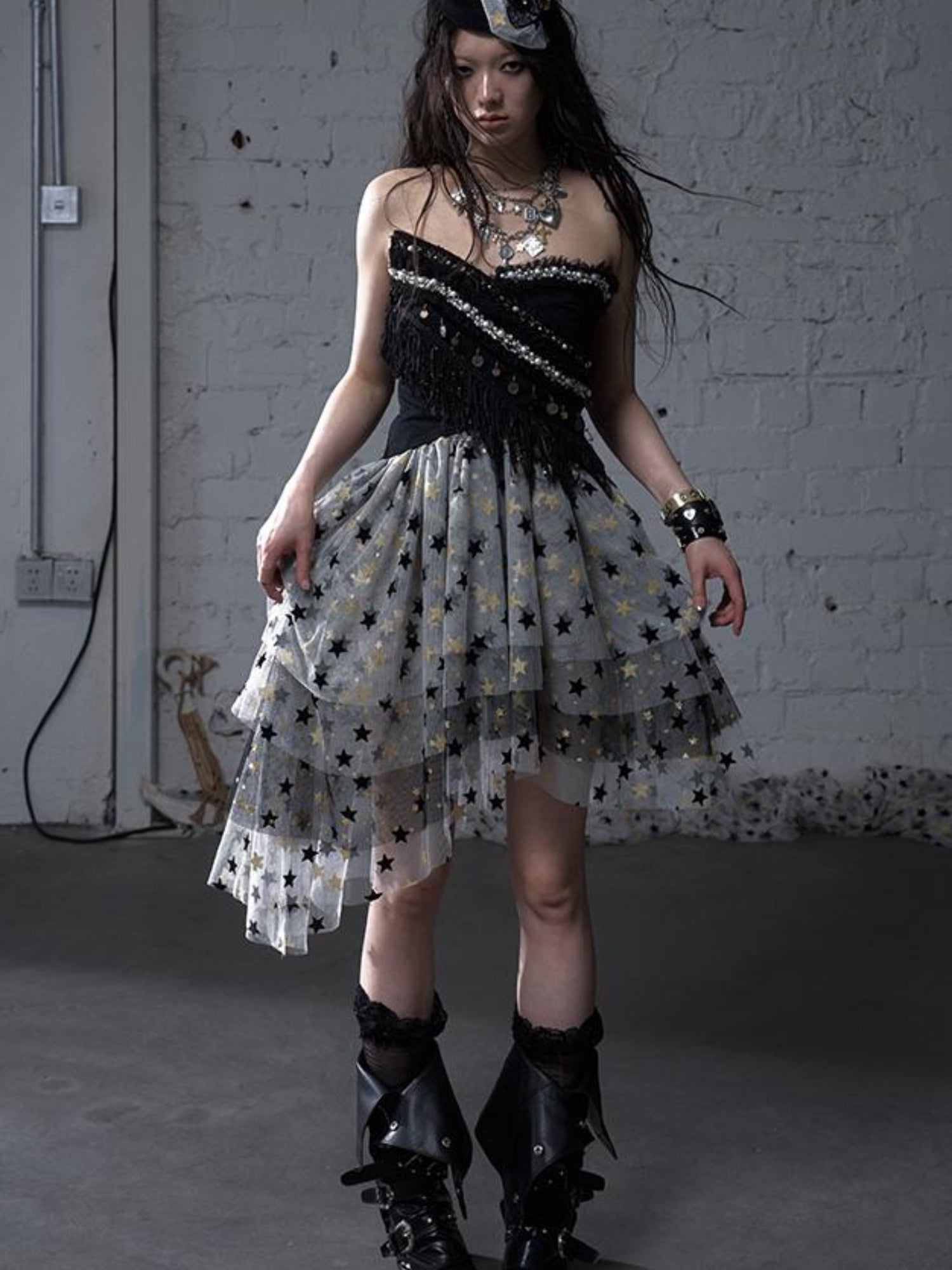 NO ROMANCE Dreamy Ballet Star Mesh Two-Way Bustier Skirt Dresses