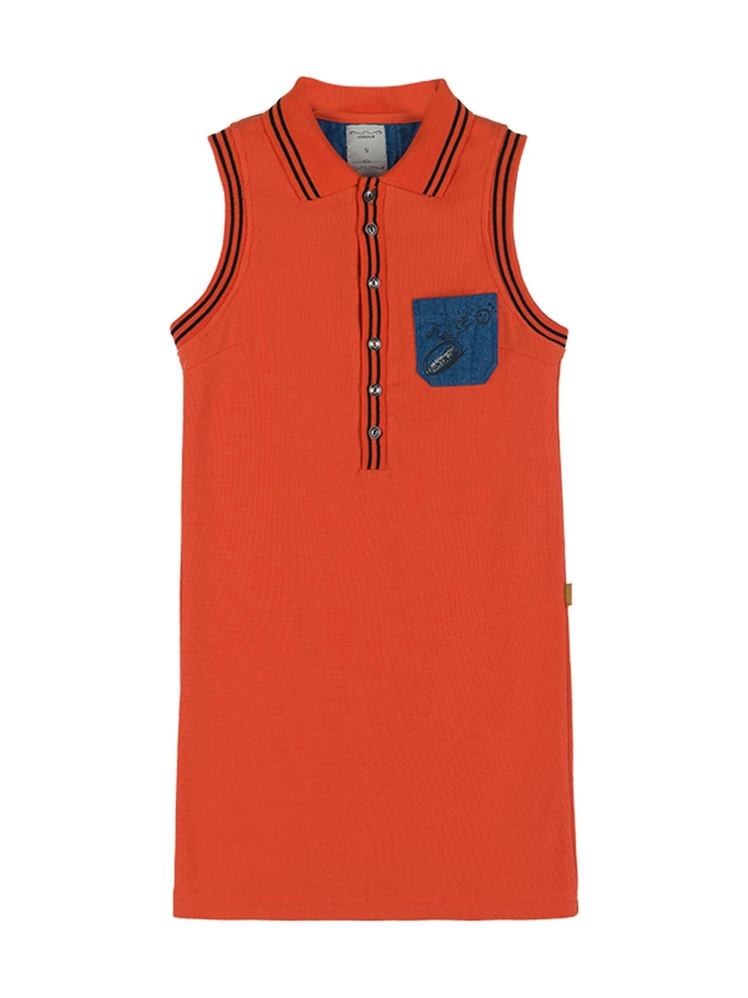 Polo Collar Vest Dress Summer Autumn Sleeveless Top