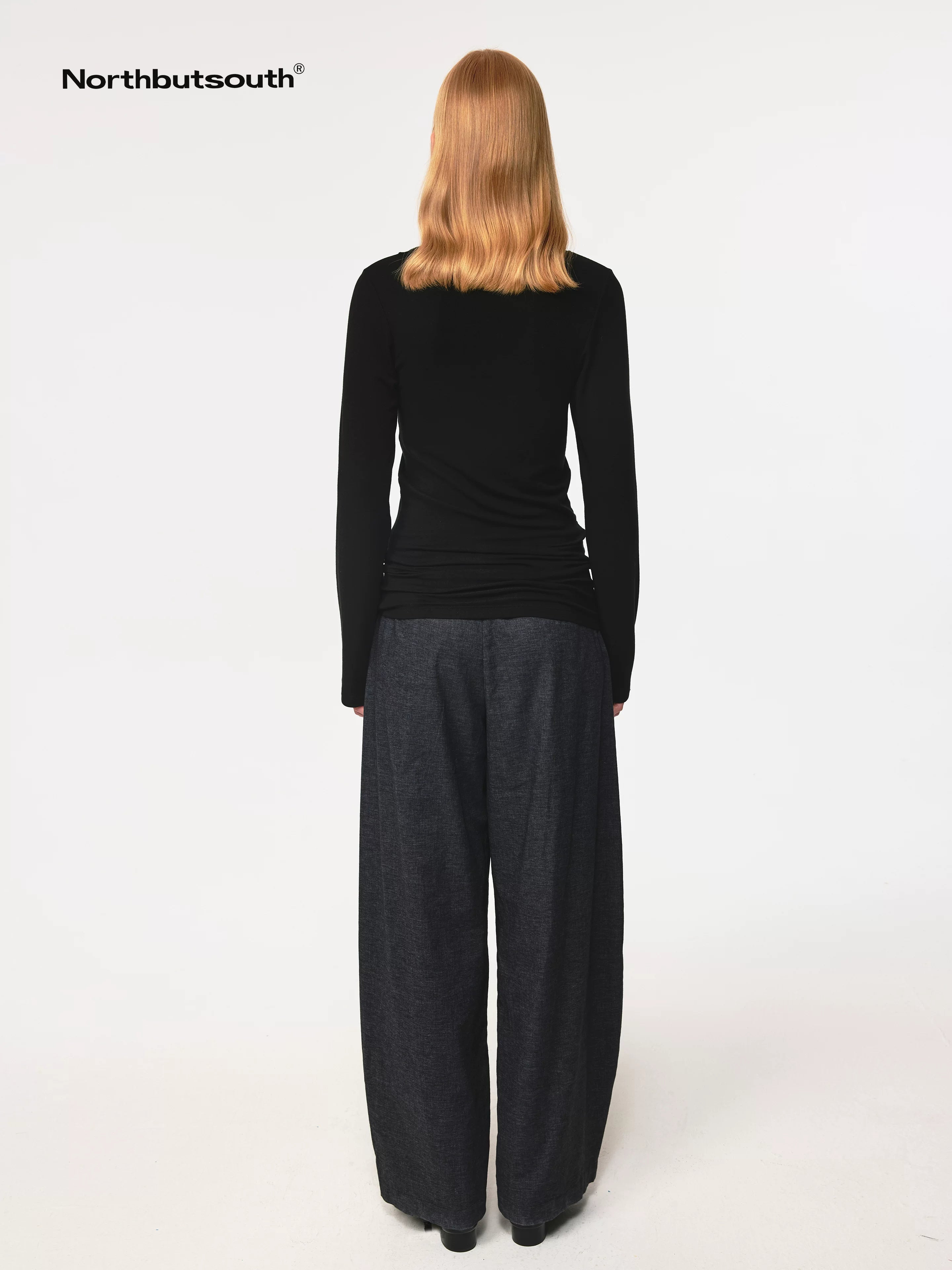 Drop Fit Hemp Cocoon Trousers With Low Waist And Hook Closure