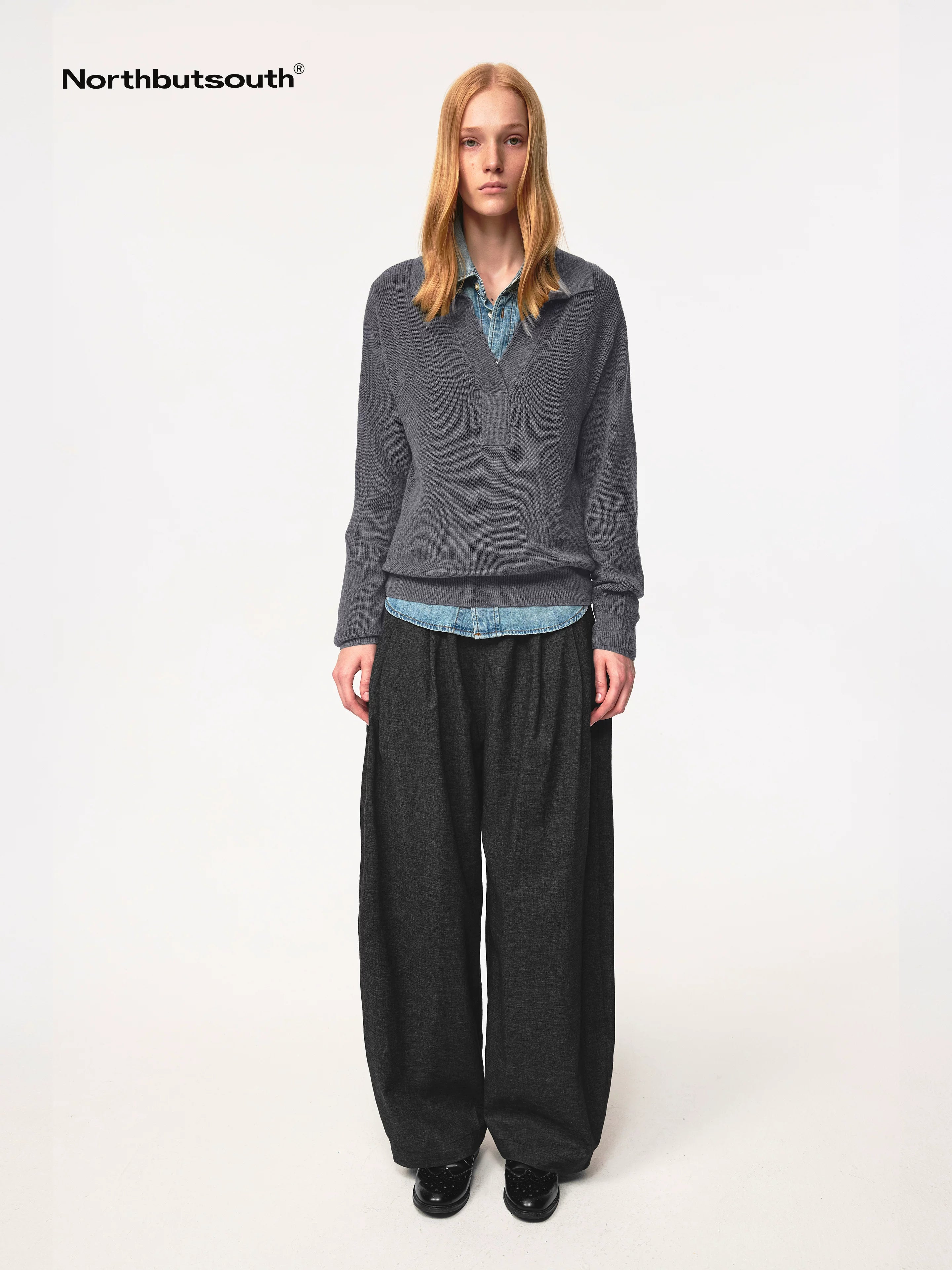 Drop Fit Hemp Cocoon Trousers With Low Waist And Hook Closure