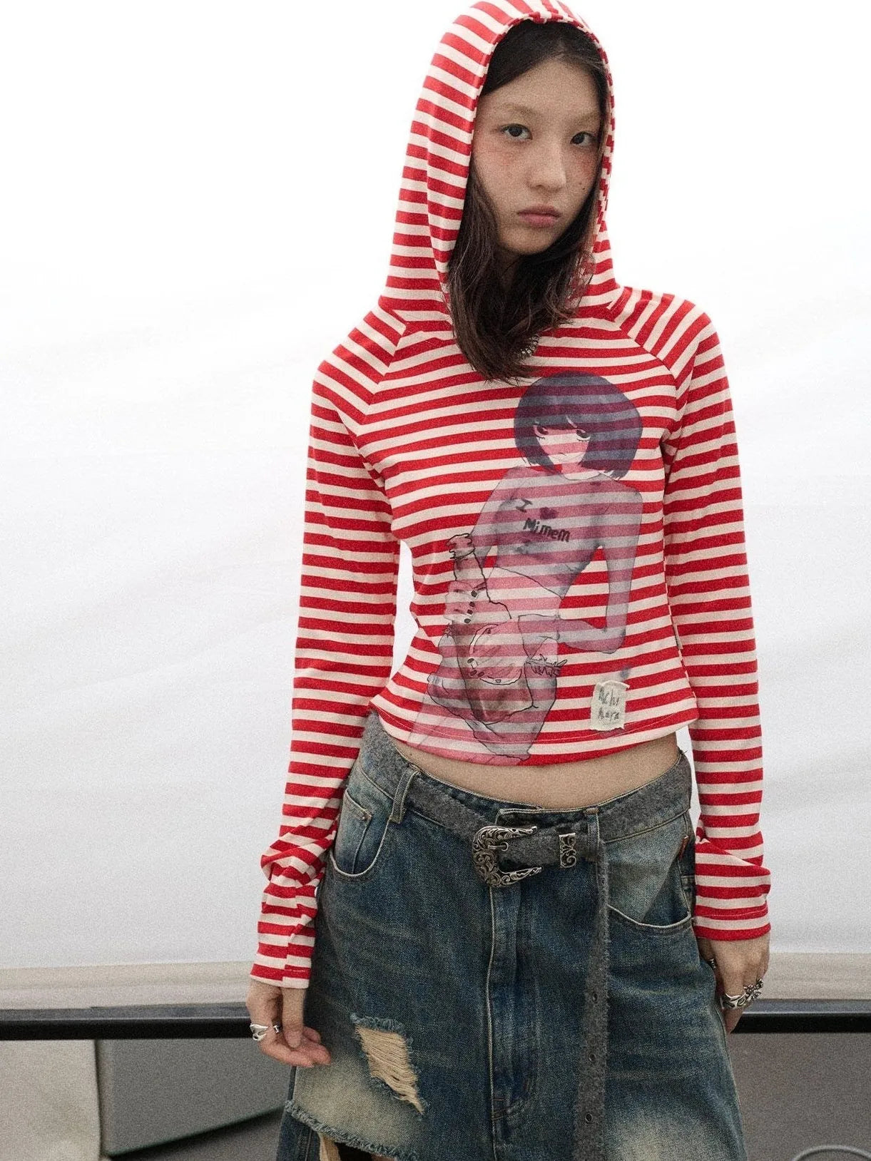Drunk Minnie Striped Hoodie Tee