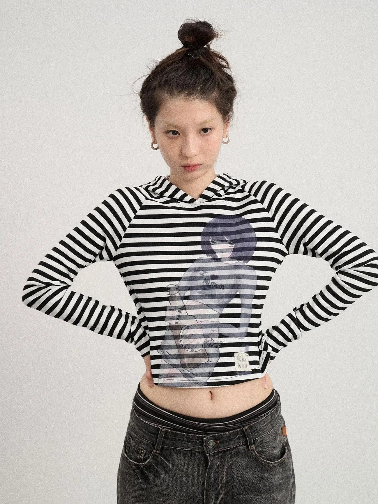 Drunk Minnie Striped Hoodie Tee