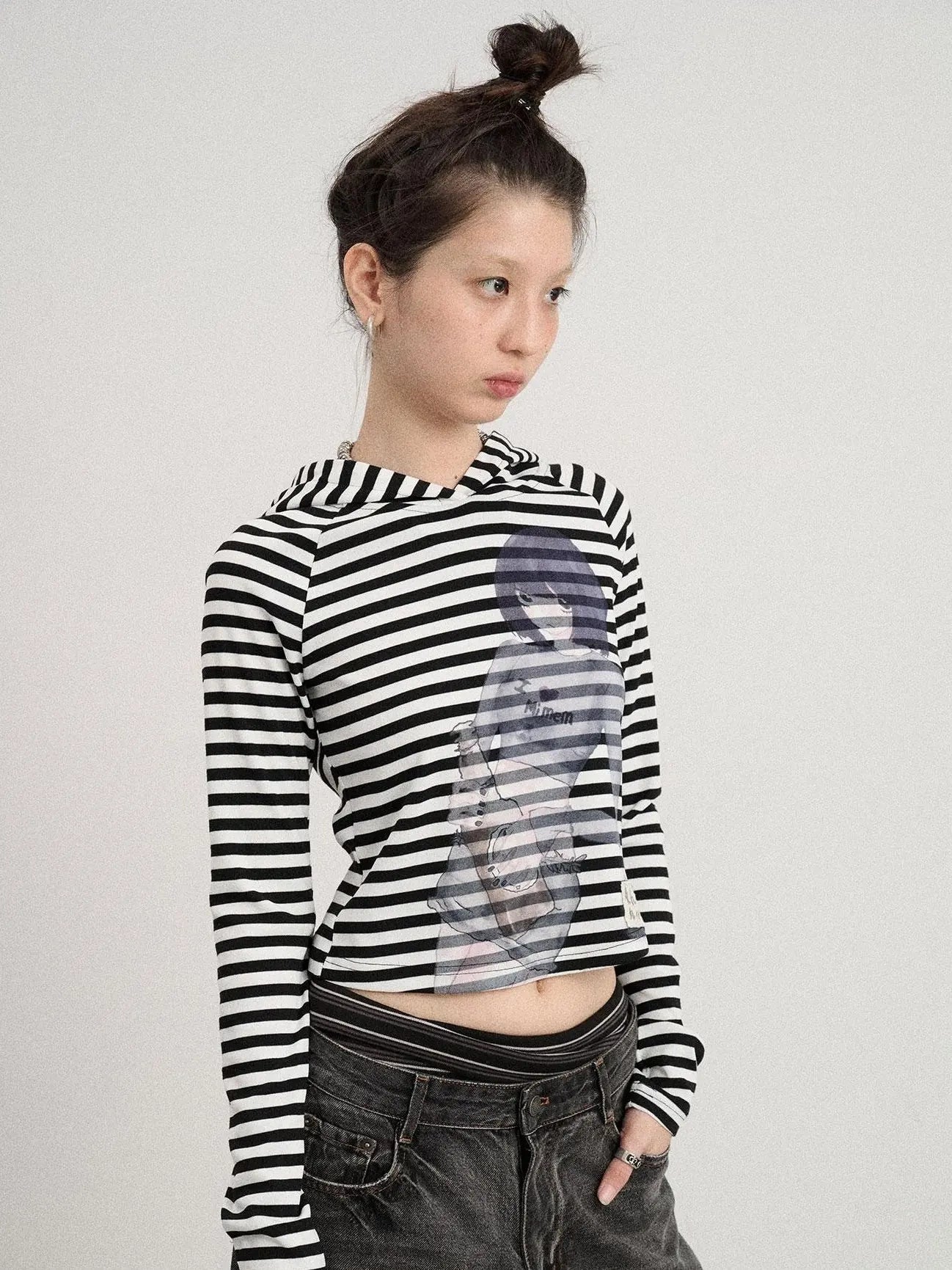 Drunk Minnie Striped Hoodie Tee