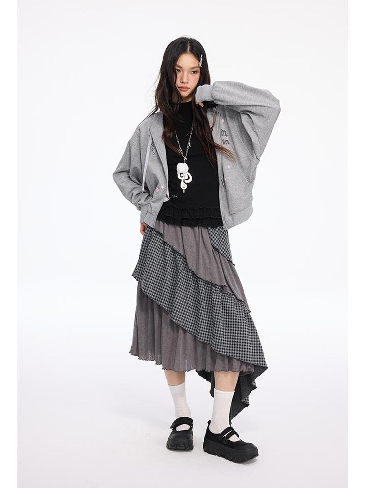 MOMSYCAN FOX LINE Early Autumn Loose Batwing Sleeve Printed Hooded Sweatshirt