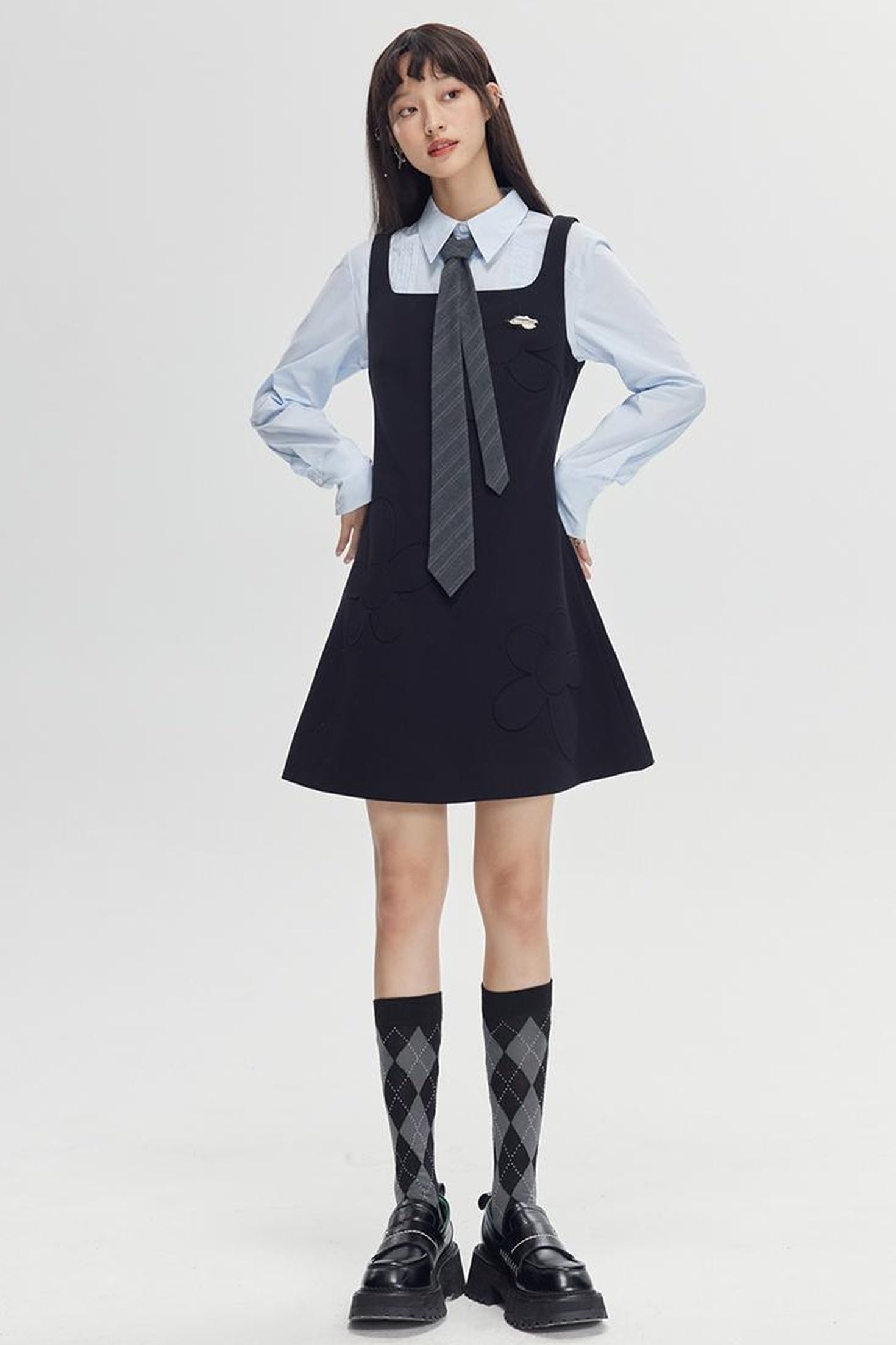 DIDDI MODA Elegant Asymmetrical Button Waist Shirt