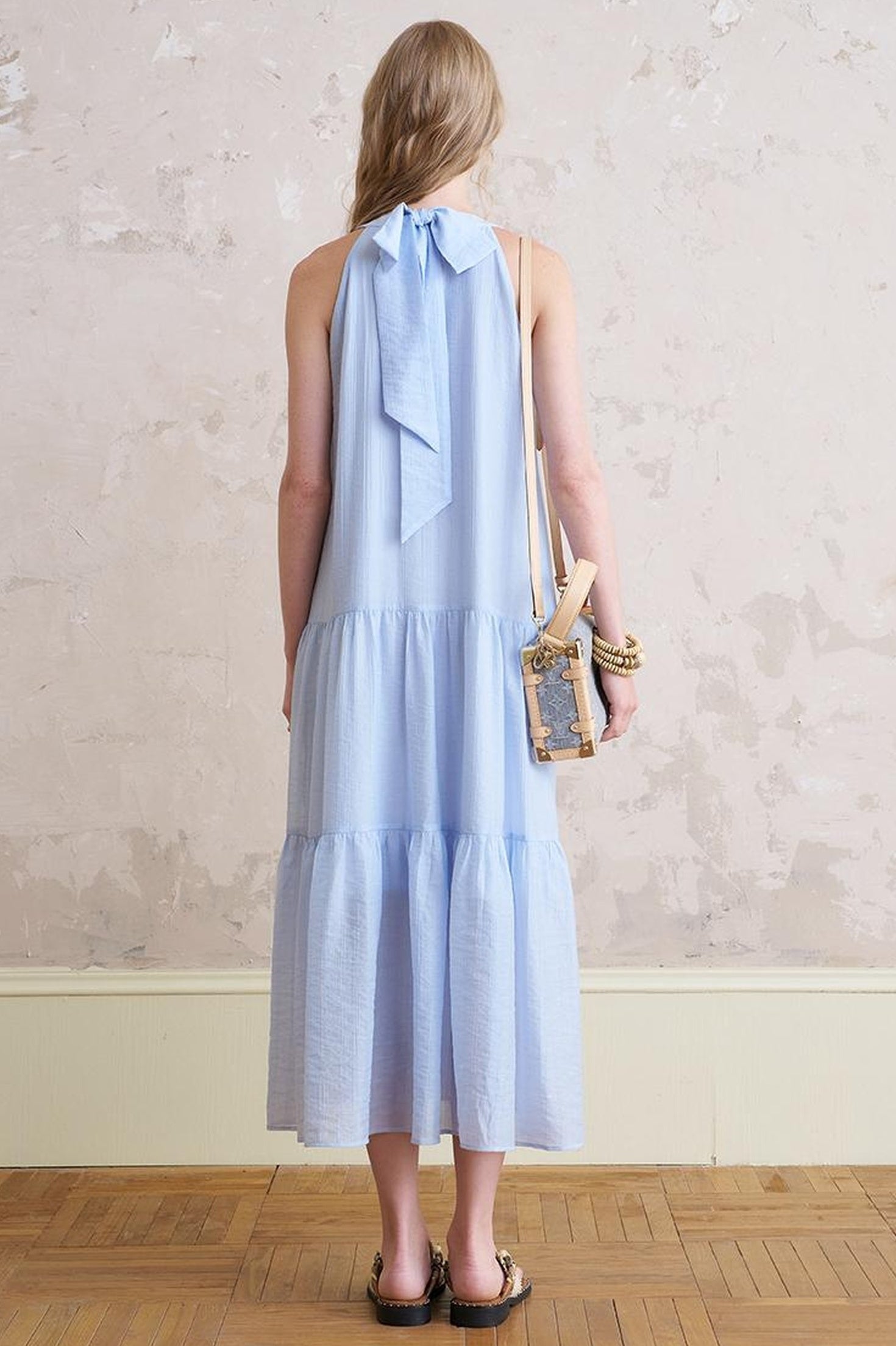 DIDDI MODA Elegant Beaded Butterfly Halter Dress