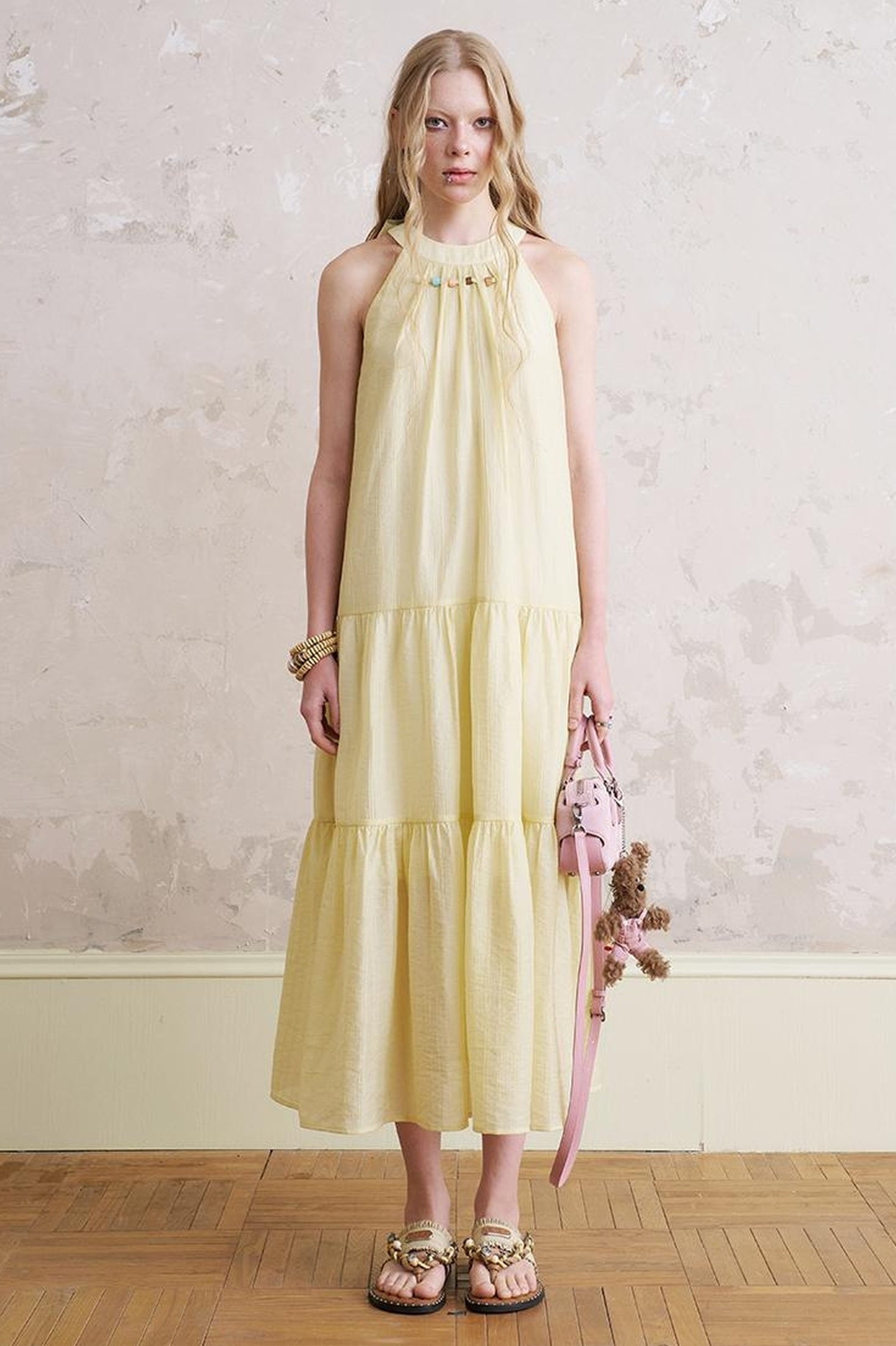 DIDDI MODA Elegant Beaded Butterfly Halter Dress