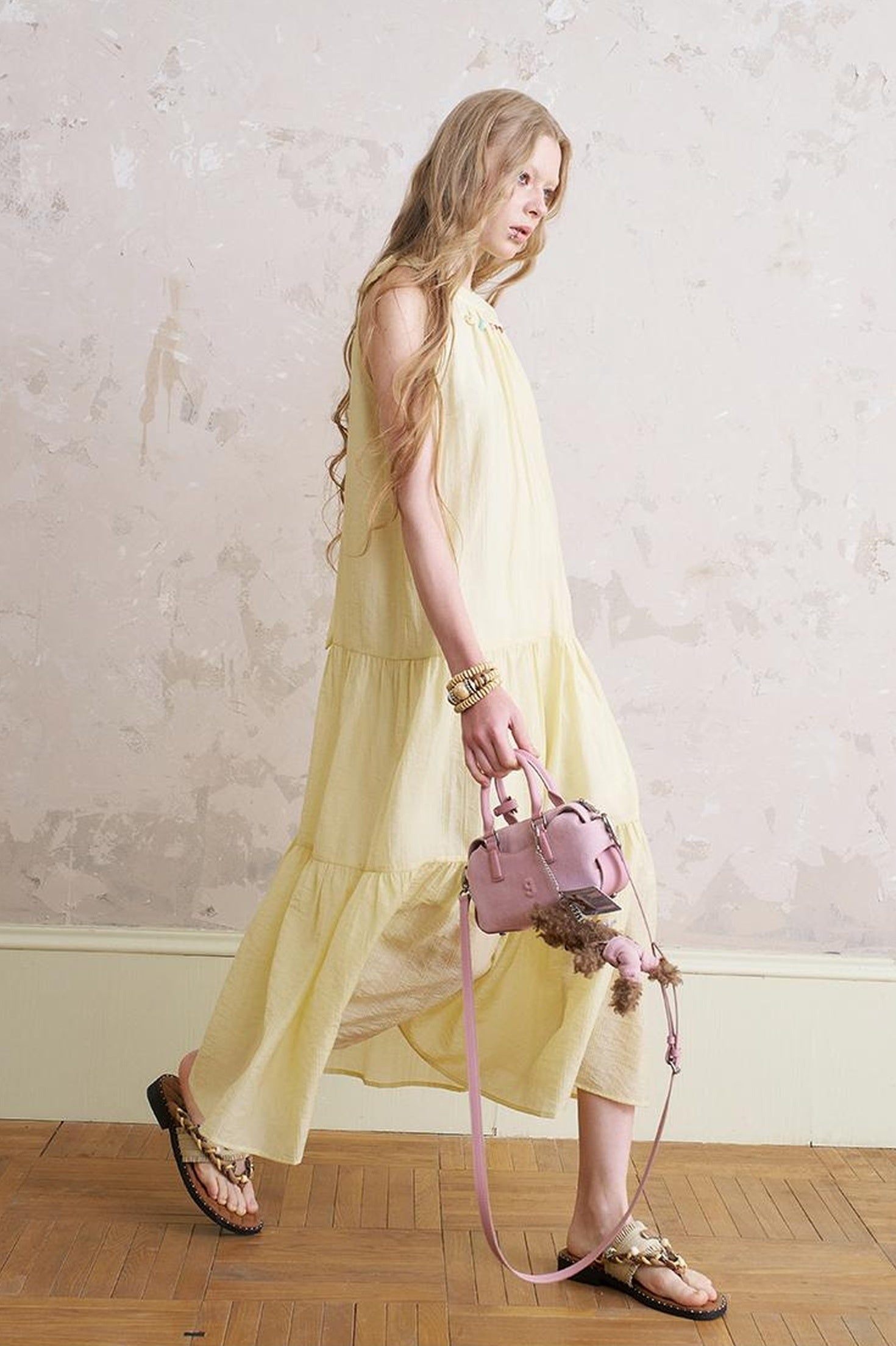 DIDDI MODA Elegant Beaded Butterfly Halter Dress