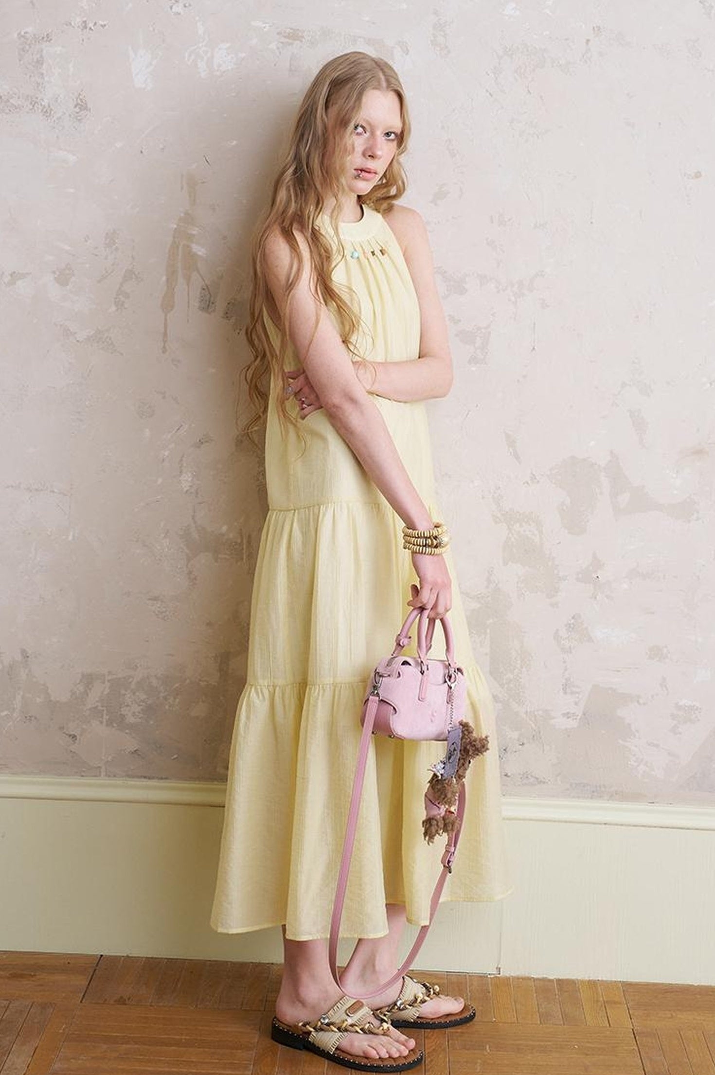 DIDDI MODA Elegant Beaded Butterfly Halter Dress