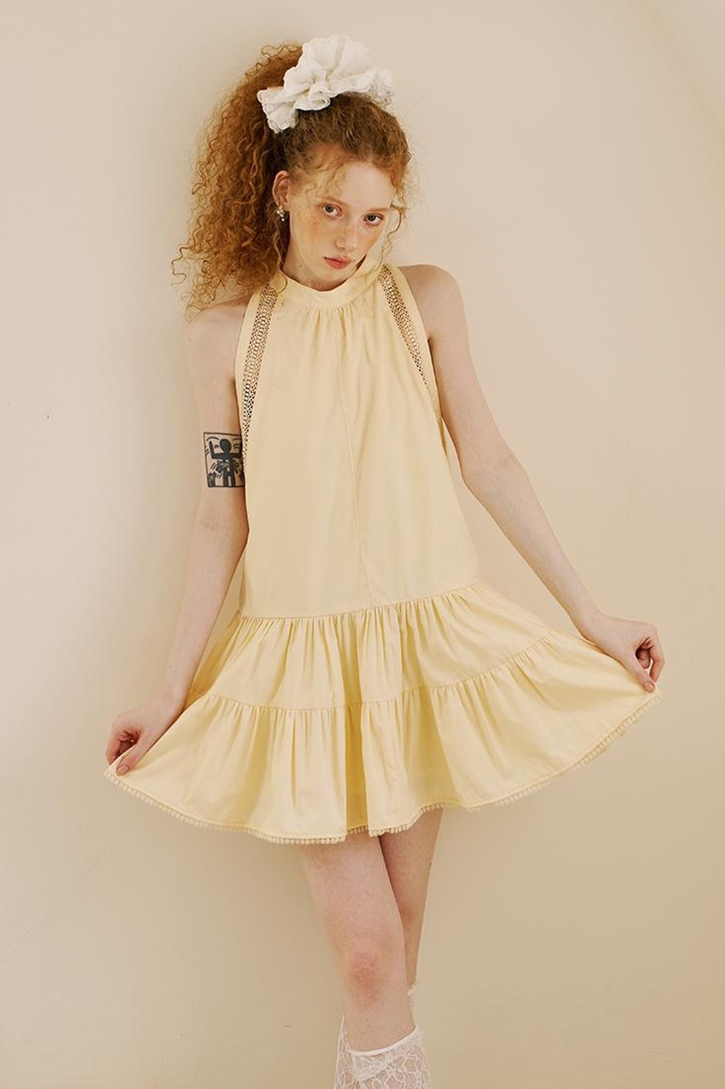 DIDDI MODA Elegant Beaded Butterfly Halter Dress