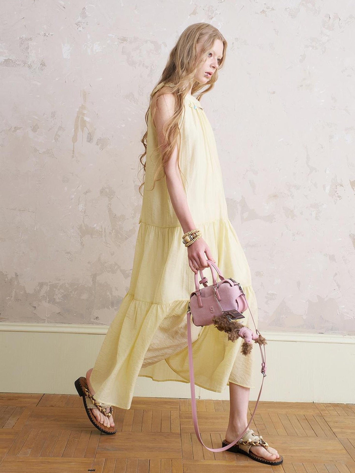 DIDDI MODA Elegant Beaded Butterfly Halter Dress