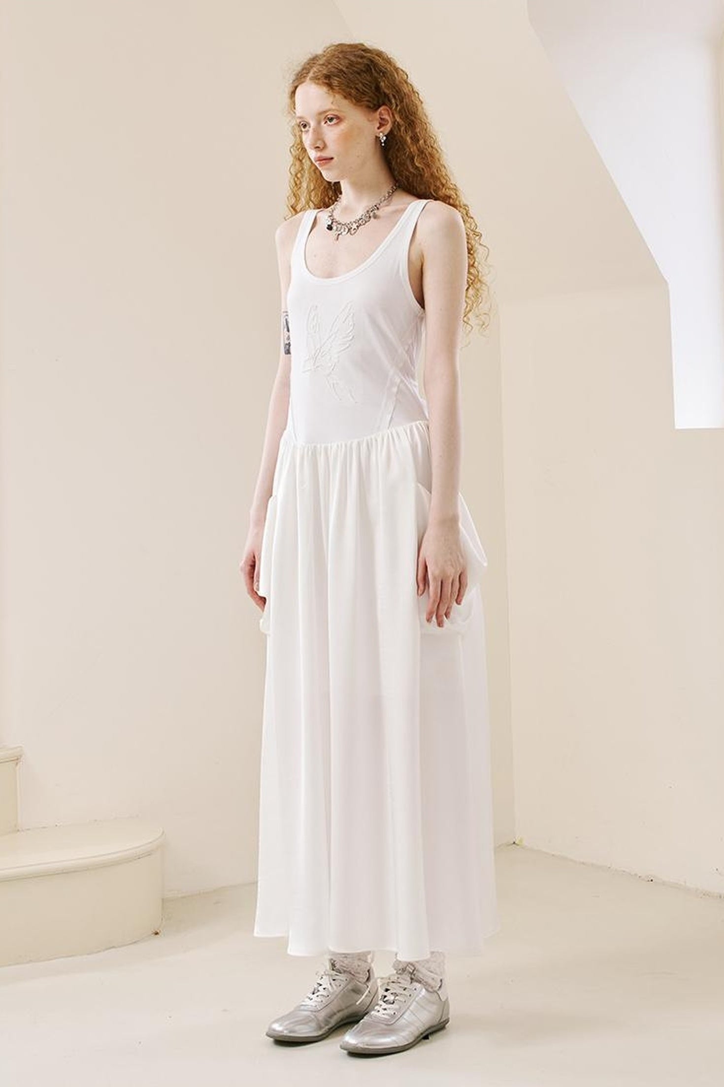 DIDDI MODA Elegant Beaded Butterfly Halter Dress