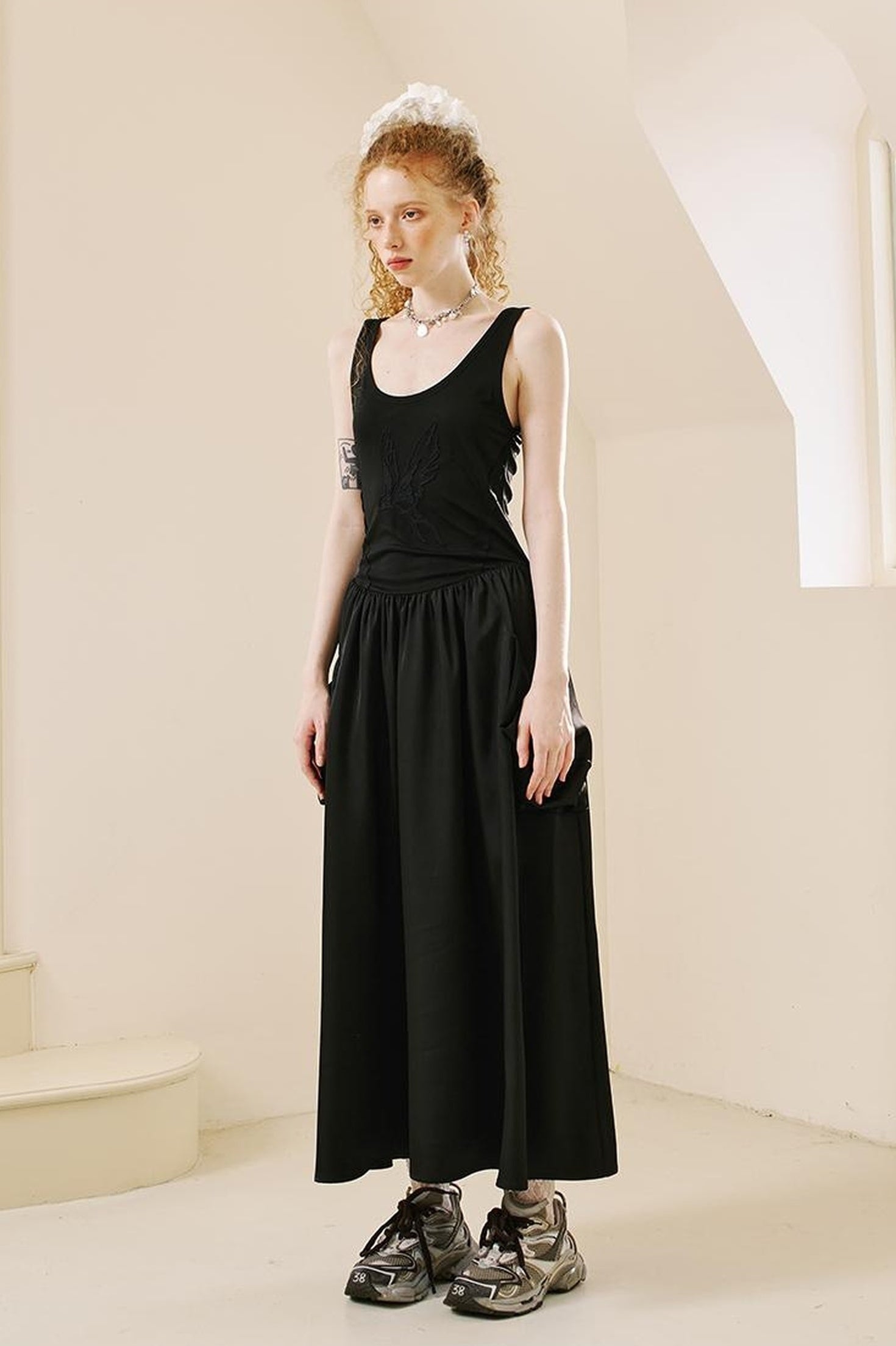 DIDDI MODA Elegant Beaded Butterfly Halter Dress