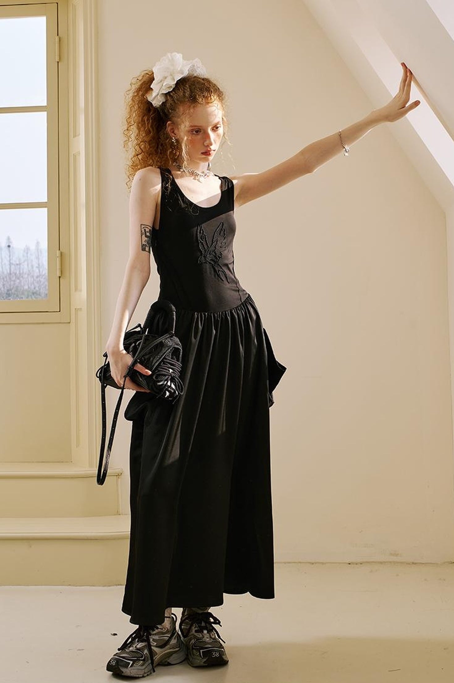 DIDDI MODA Elegant Beaded Butterfly Halter Dress