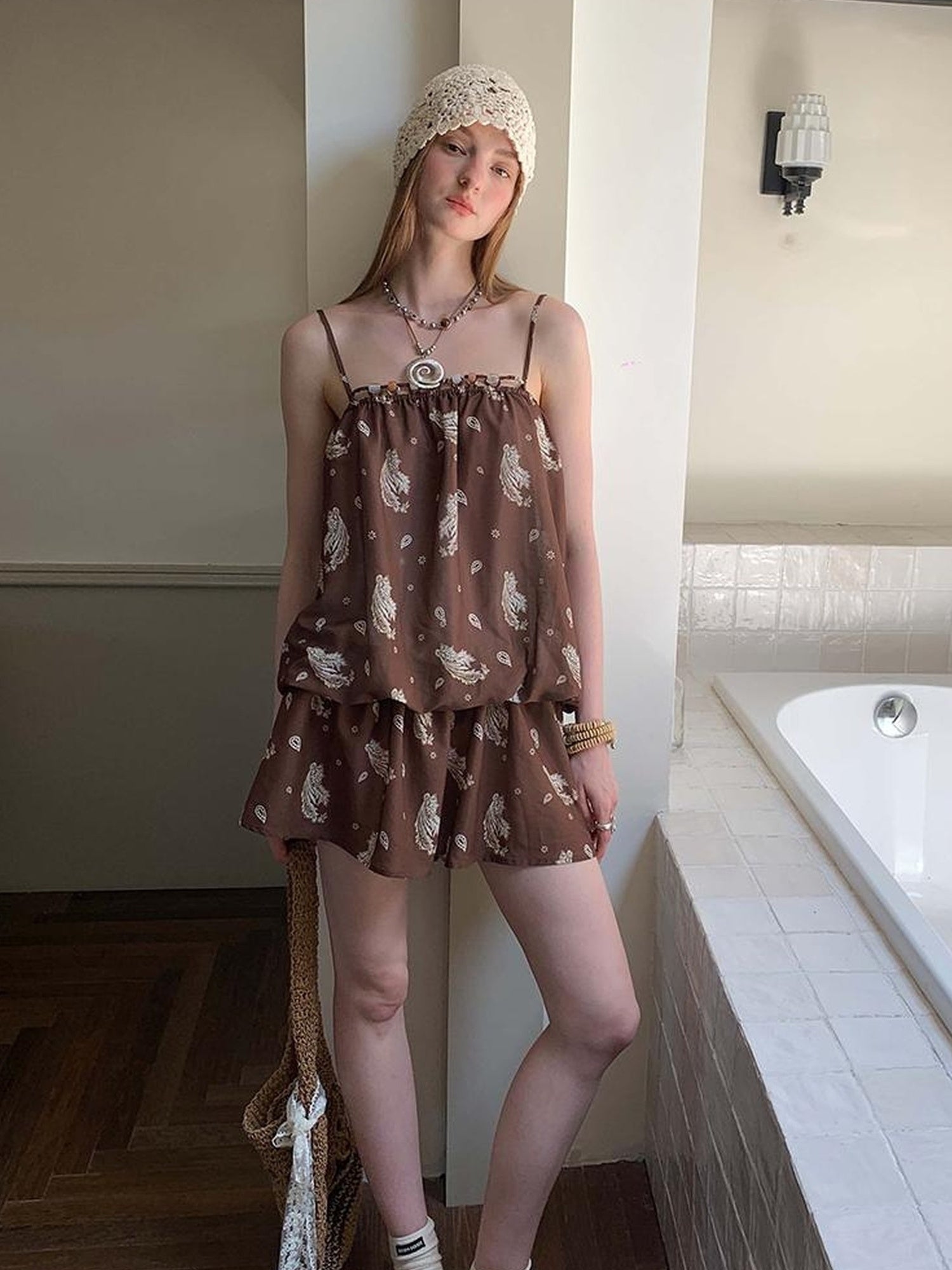 DIDDI MODA Elegant Beaded Paisley Sundress