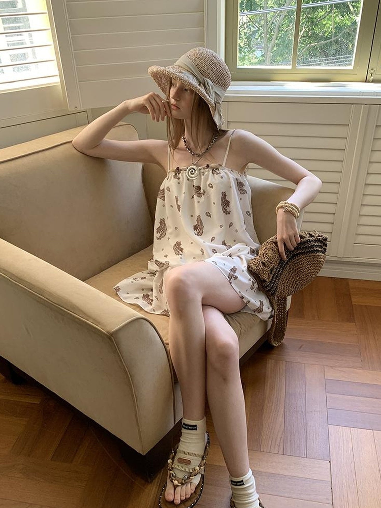 DIDDI MODA Elegant Beaded Paisley Sundress