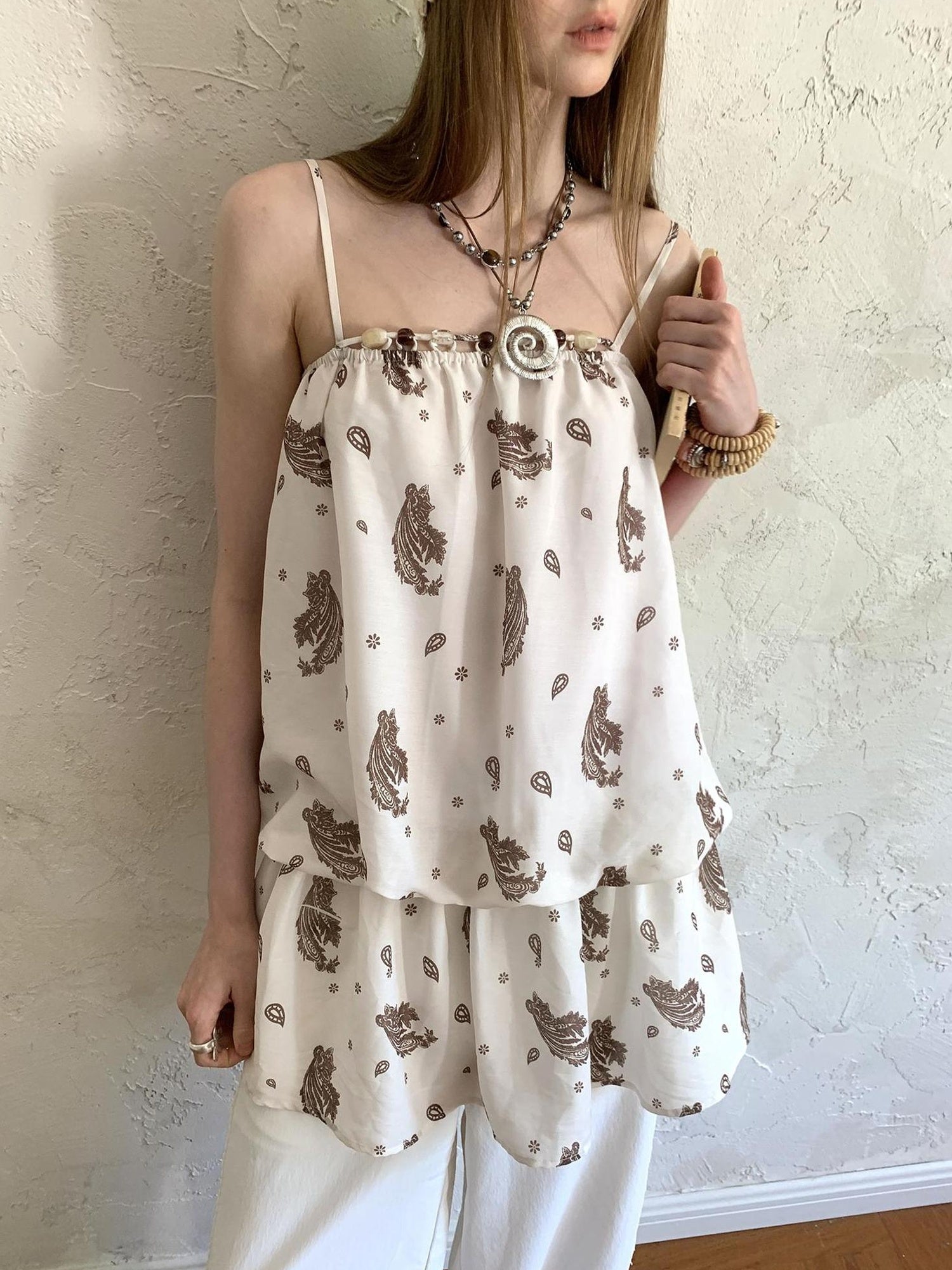 DIDDI MODA Elegant Beaded Paisley Sundress
