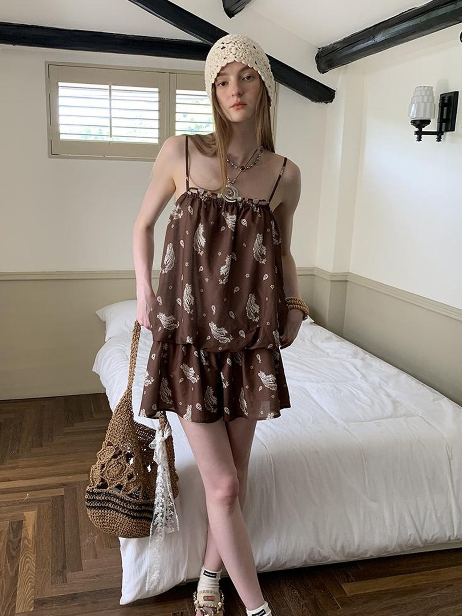DIDDI MODA Elegant Beaded Paisley Sundress
