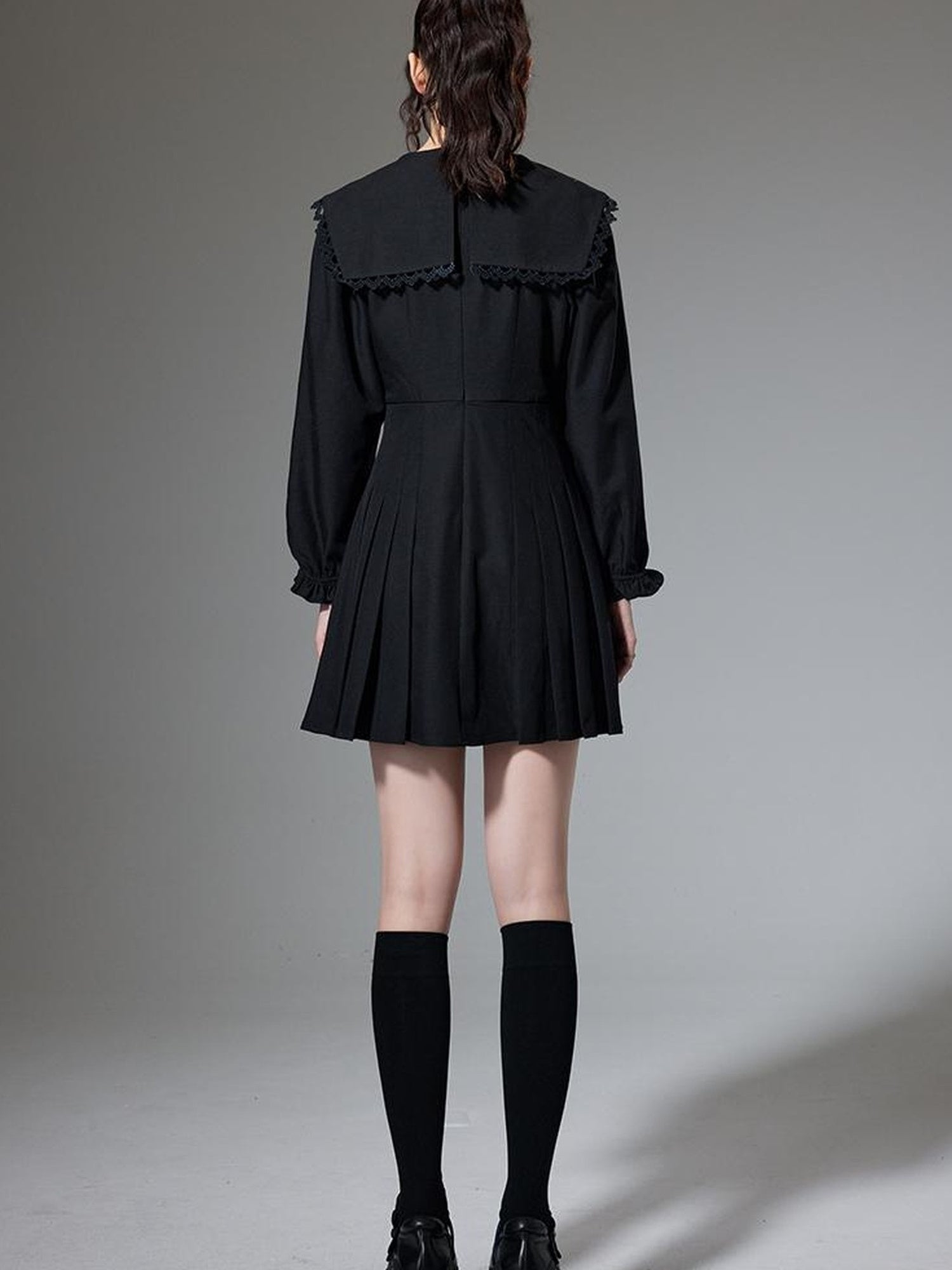 DIDDI MODA Elegant Black A Line Dress With Bow Crystal Detailing