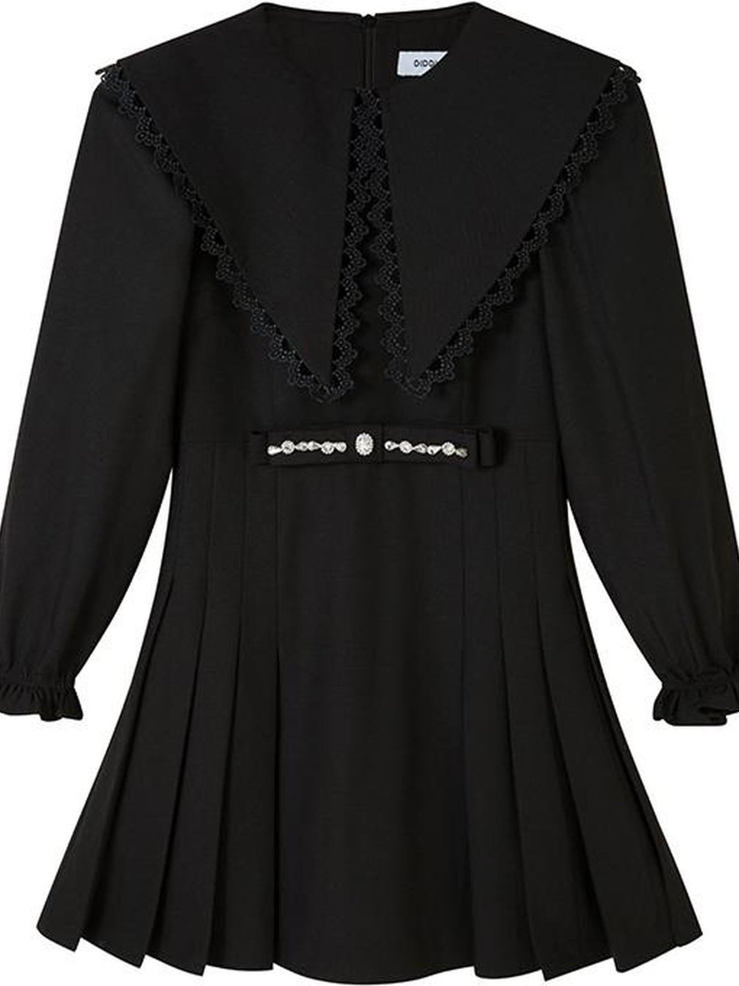 DIDDI MODA Elegant Black A Line Dress With Bow Crystal Detailing