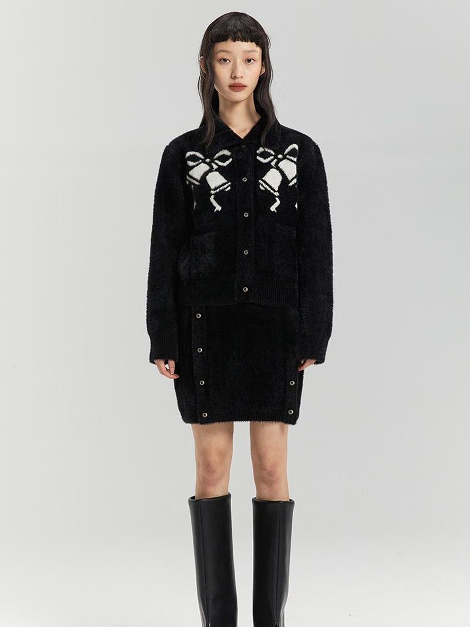 DIDDI MODA Elegant Bow Knot Winter Knit Set