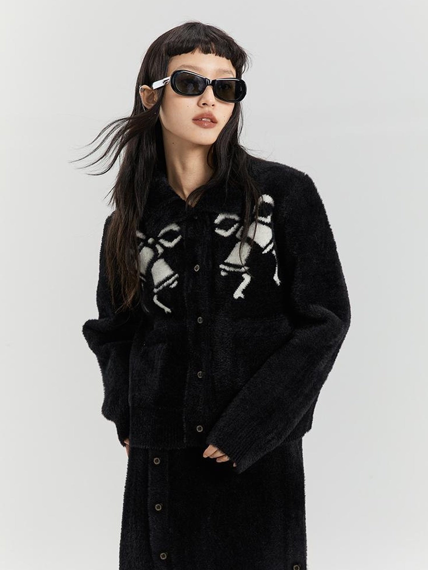 DIDDI MODA Elegant Bow Knot Winter Knit Set