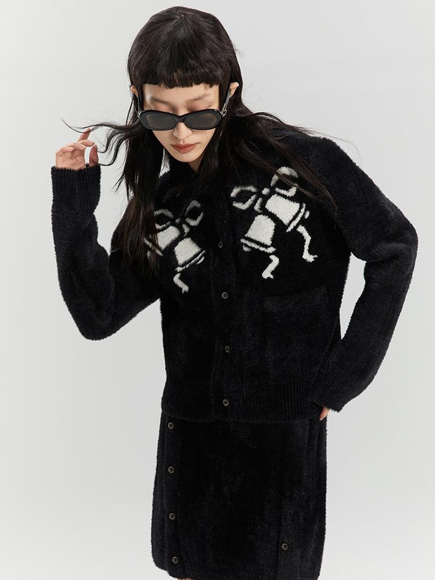 DIDDI MODA Elegant Bow Knot Winter Knit Set