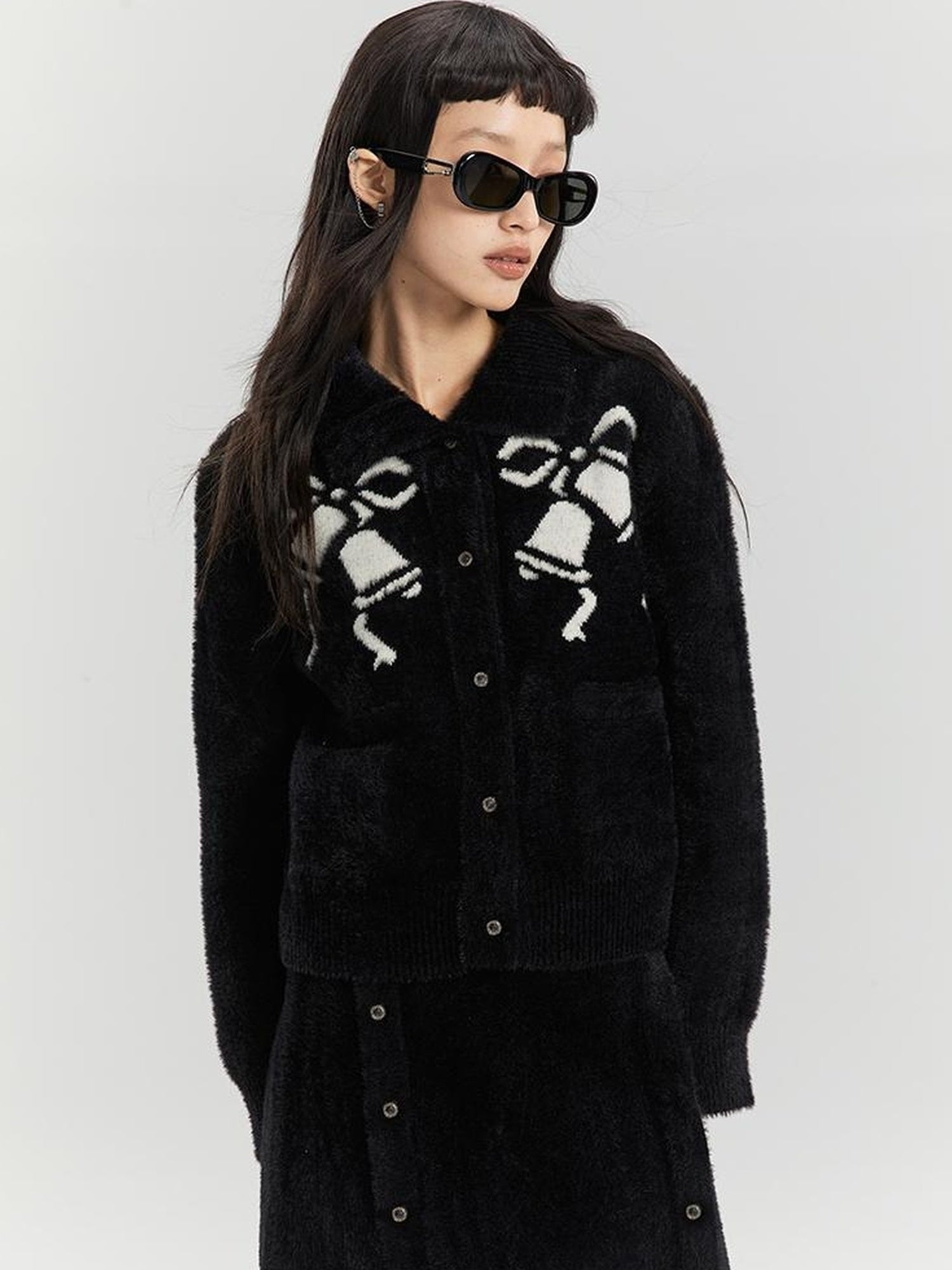 DIDDI MODA Elegant Bow Knot Winter Knit Set