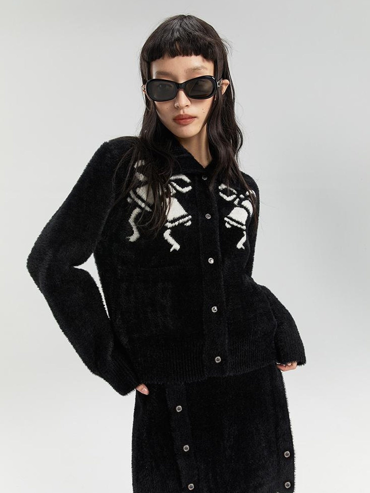 DIDDI MODA Elegant Bow Knot Winter Knit Set