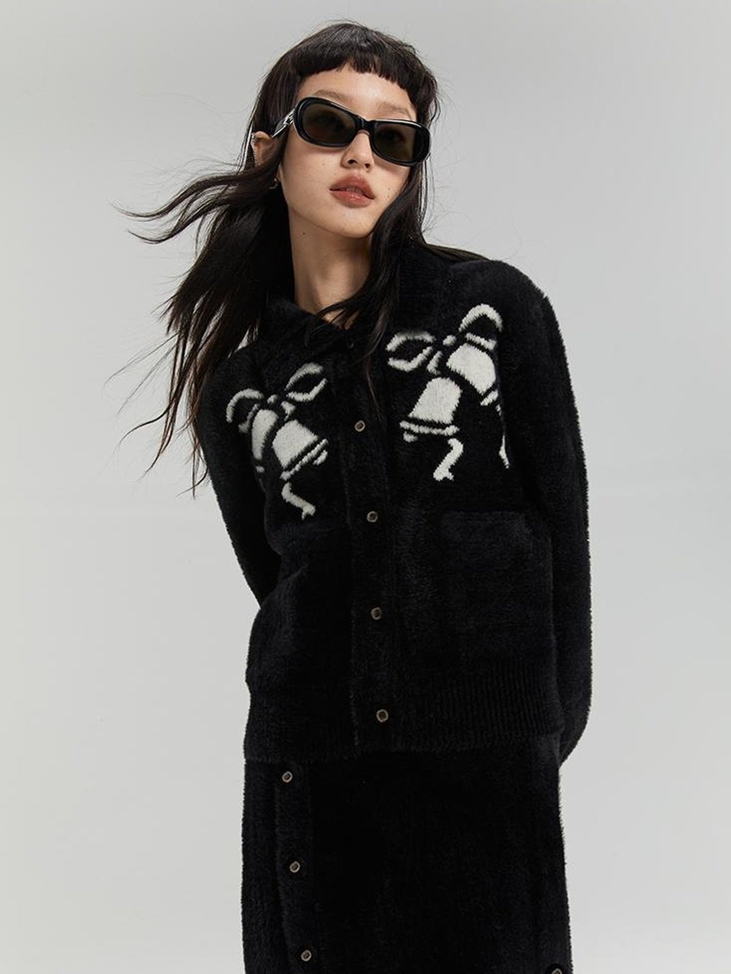 DIDDI MODA Elegant Bow Knot Winter Knit Set