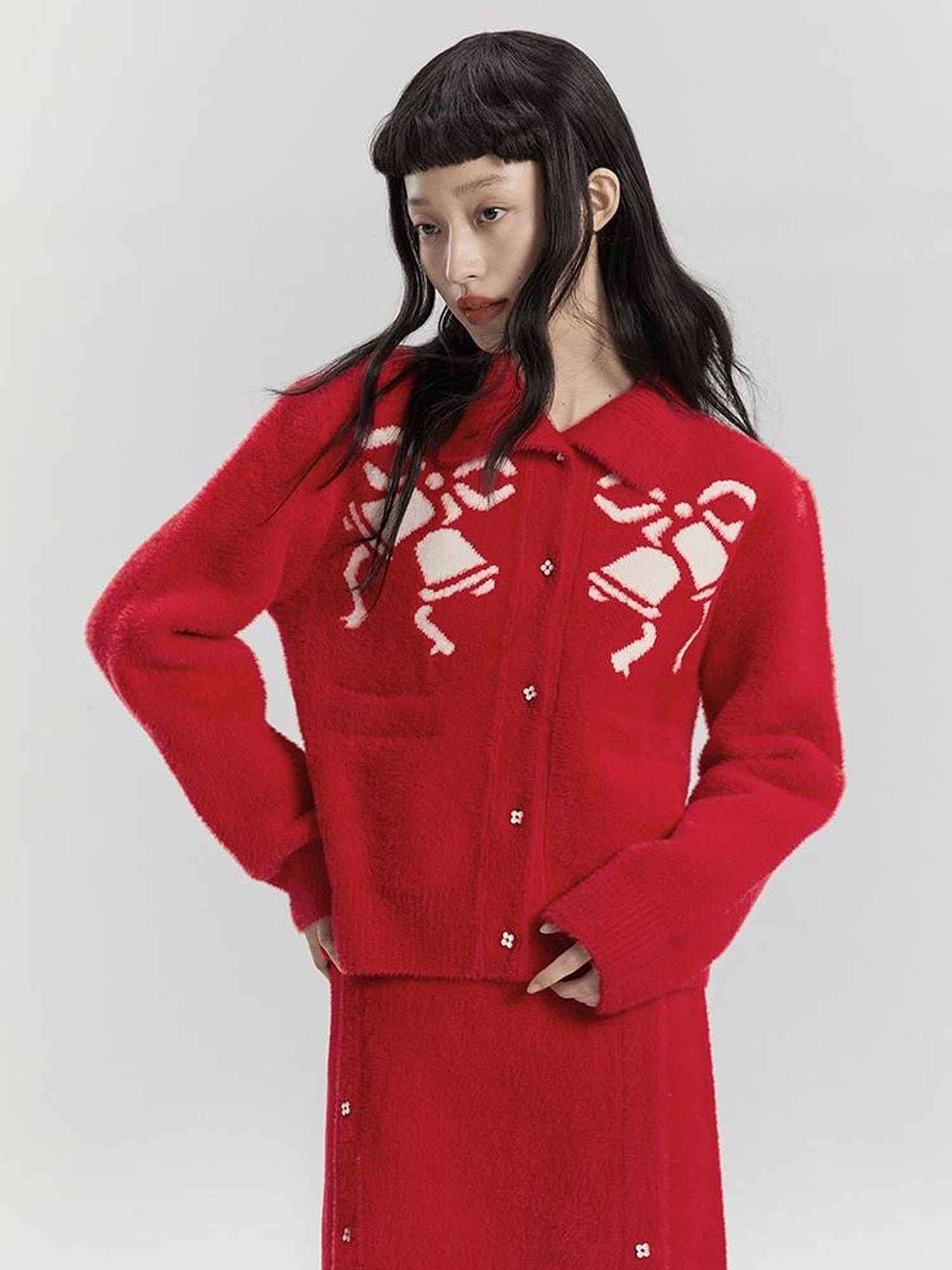DIDDI MODA Elegant Bow Knot Winter Knit Set