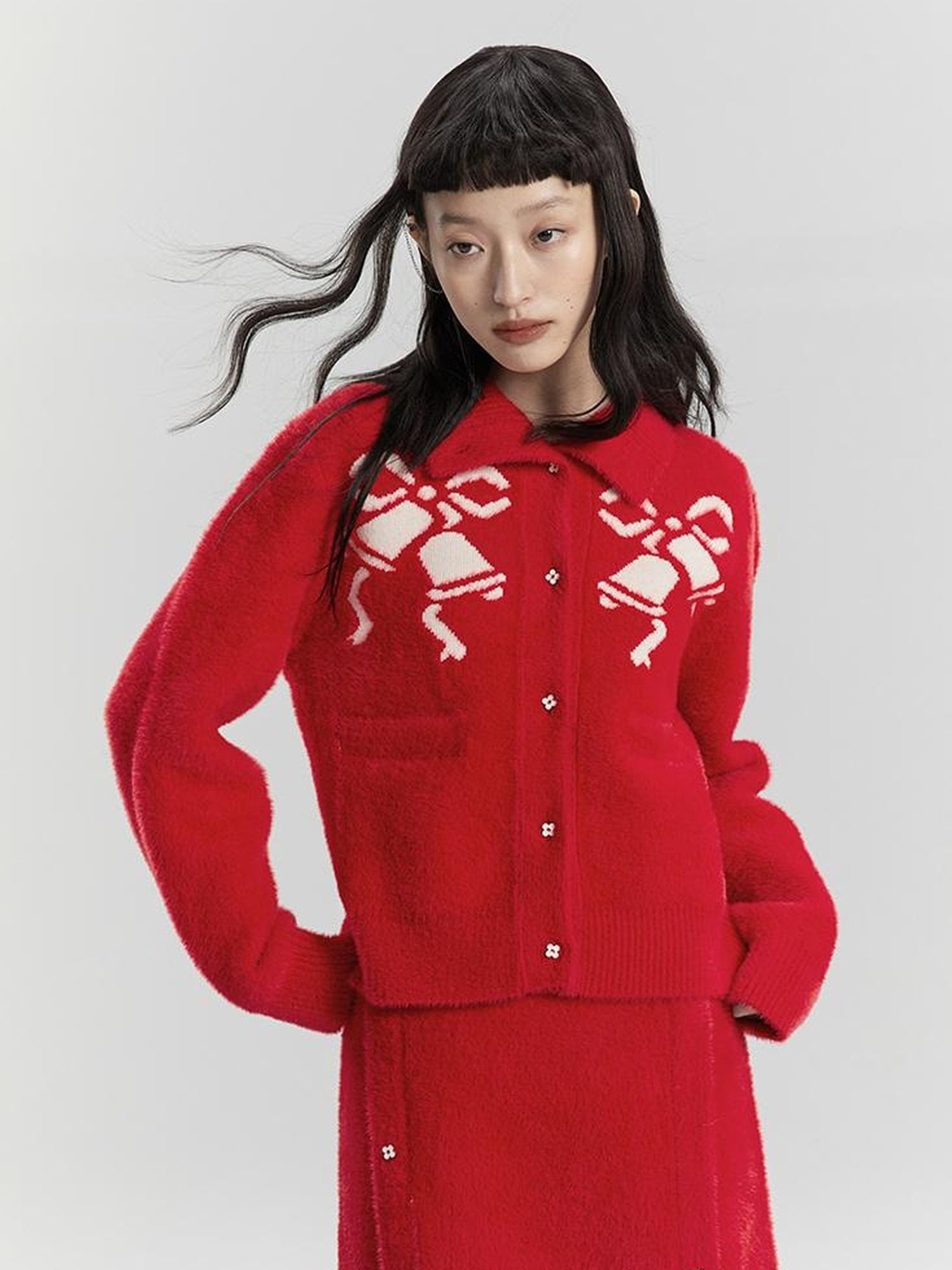 DIDDI MODA Elegant Bow Knot Winter Knit Set