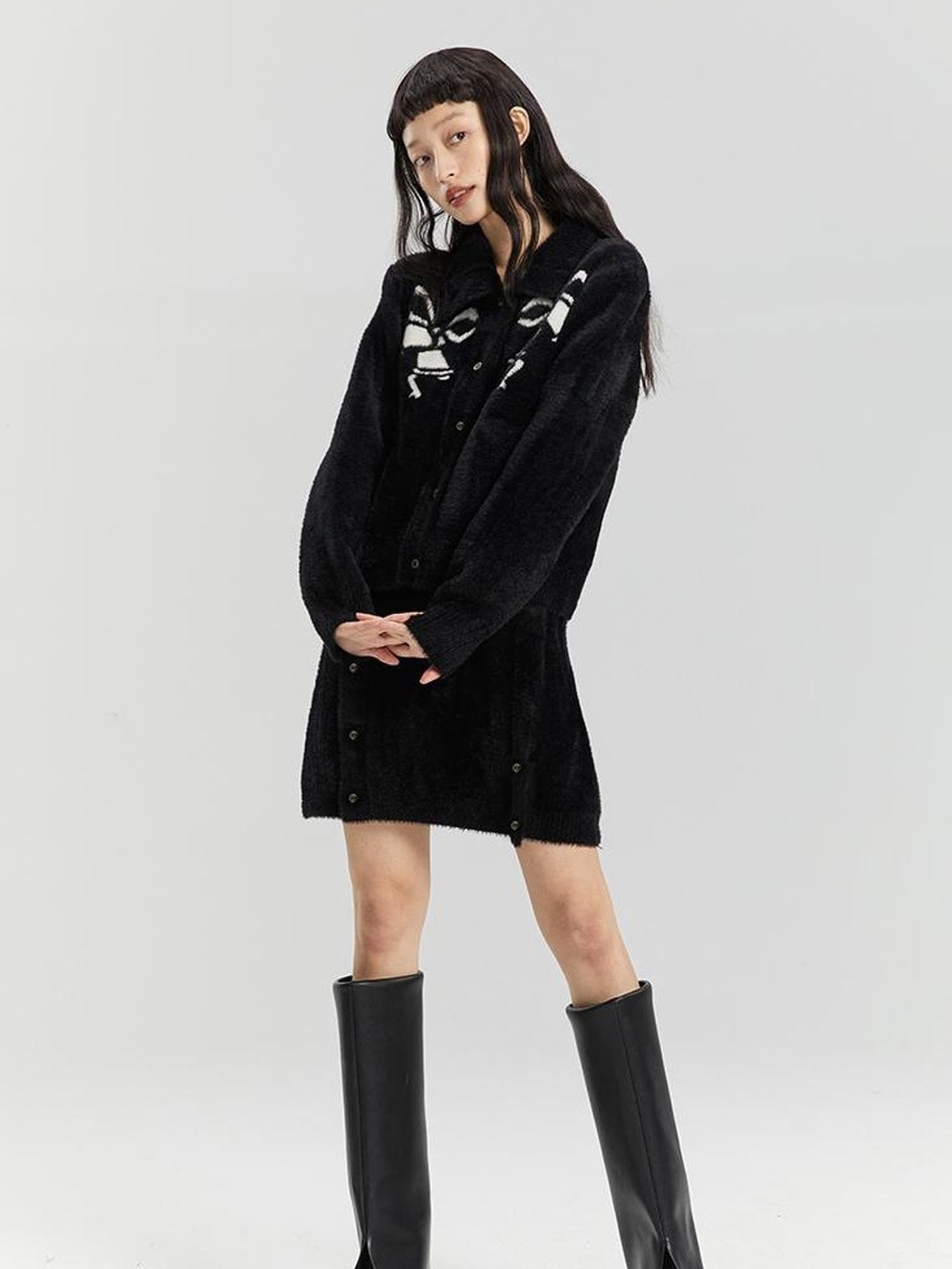 DIDDI MODA Elegant Bow Knot Winter Knit Set