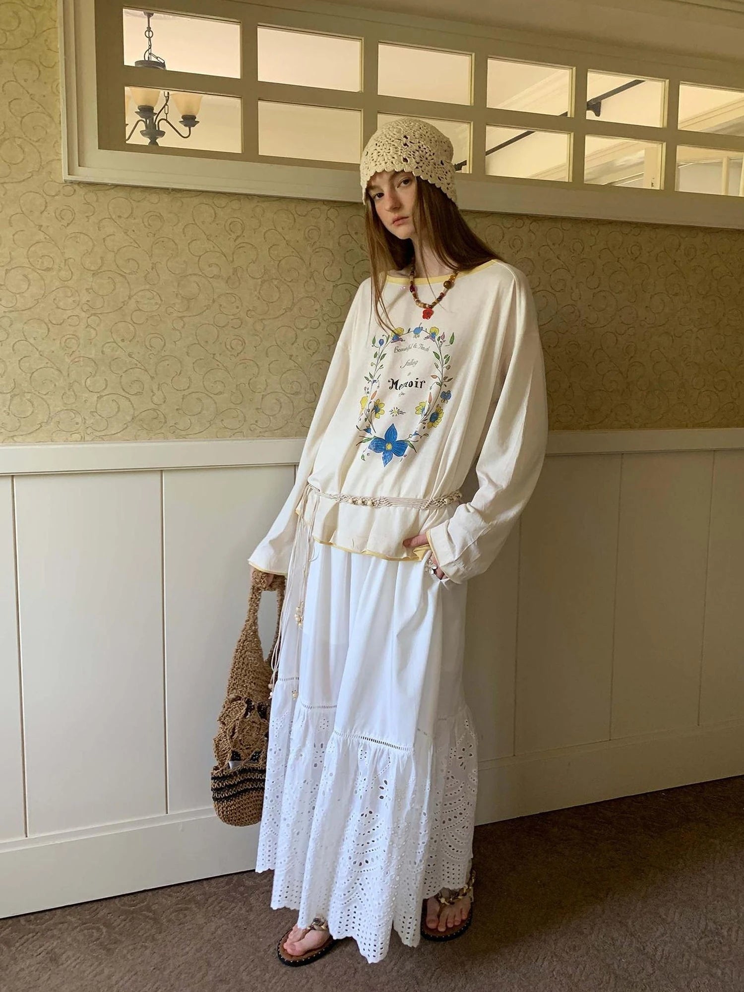 Elegant Cutout Embroidered Asymmetrical Midi Skirt