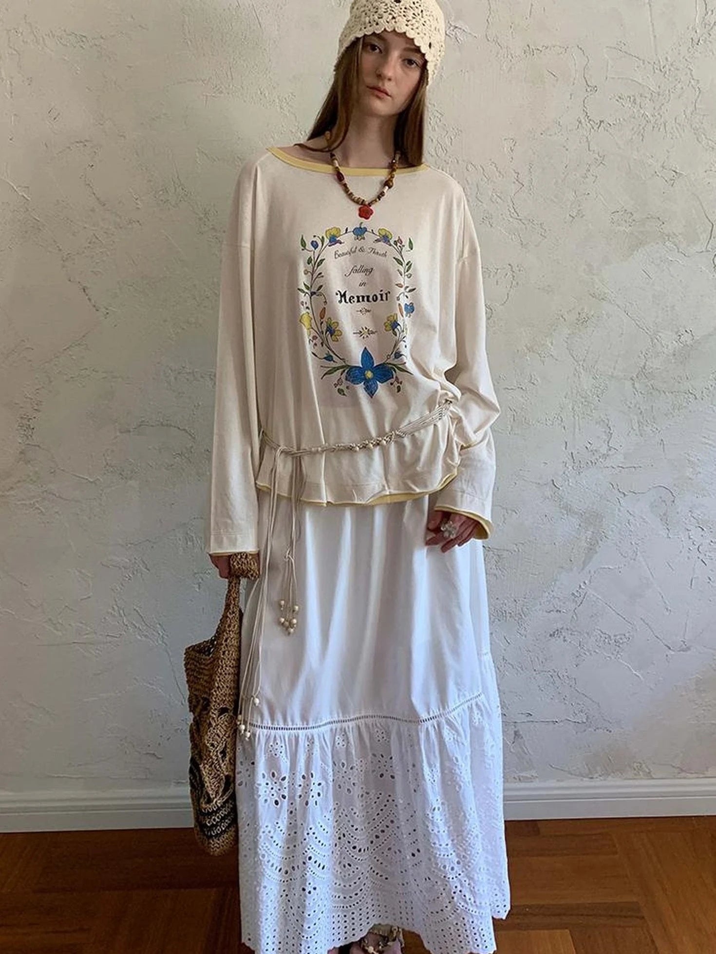 Elegant Cutout Embroidered Asymmetrical Midi Skirt